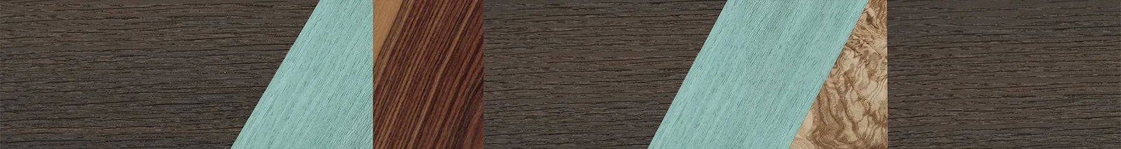 Fumed Oak,Poplar Dyed: Baby Blue,Olive Burl,Kingwood: Angle Cut - The Sage - Rectangle - 1224 - SIRIS wood optic