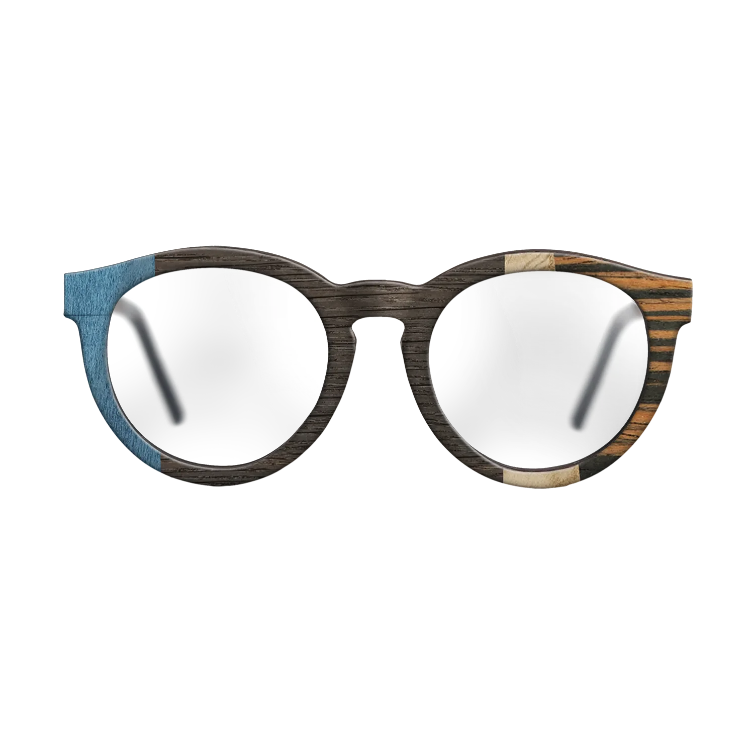 Fumed Oak,Poplar Dyed: Blue Denim,Olive Burl,Italian Ebony: Angle Cut - The Rebel - Round - 1998 - SIRIS wood optic