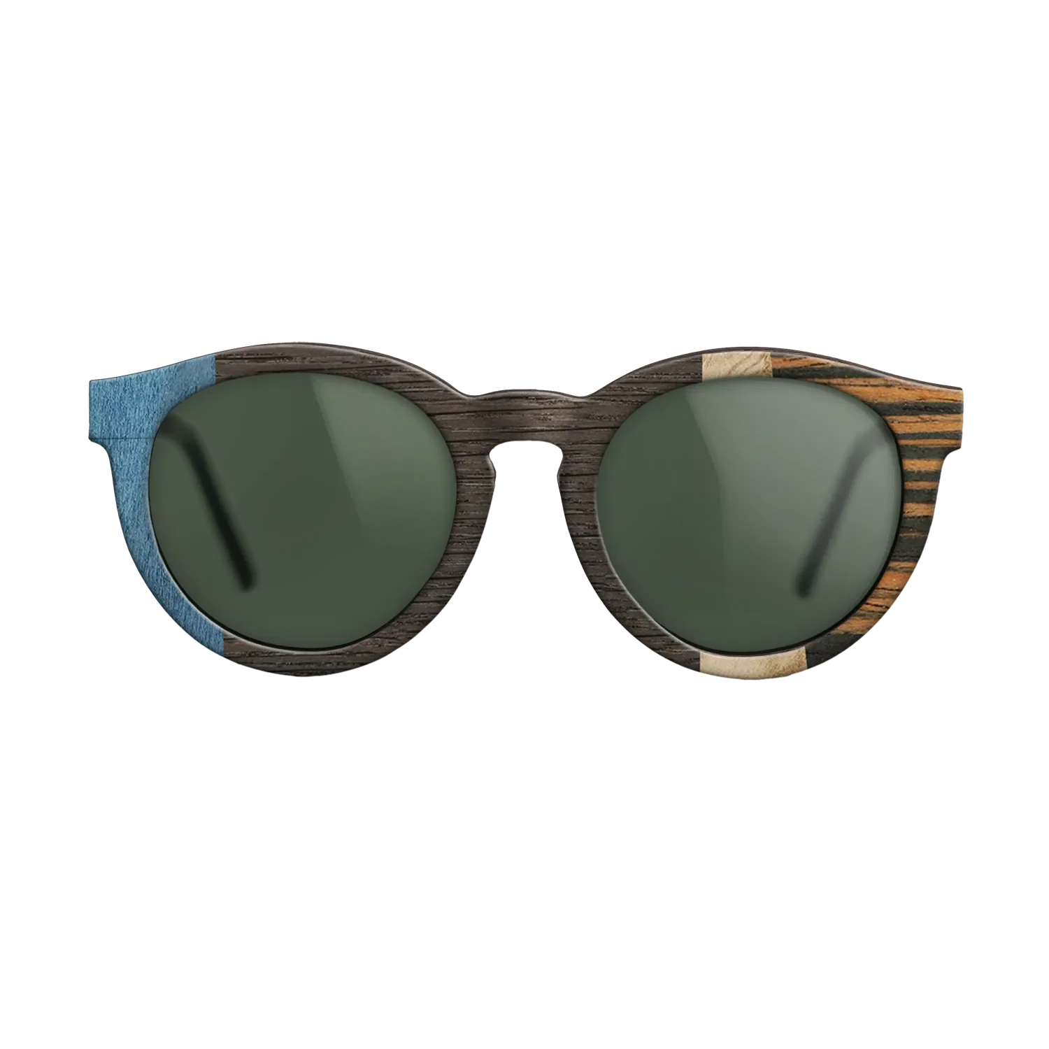 Fumed Oak,Poplar Dyed: Blue Denim,Olive Burl,Italian Ebony: Angle Cut - The Rebel - Round - 1998 - SIRIS wood optic