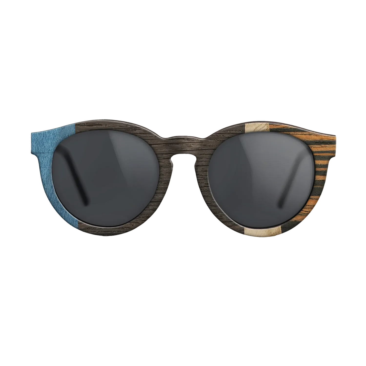 Fumed Oak,Poplar Dyed: Blue Denim,Olive Burl,Italian Ebony: Angle Cut - The Rebel - Round - 1998 - SIRIS wood optic