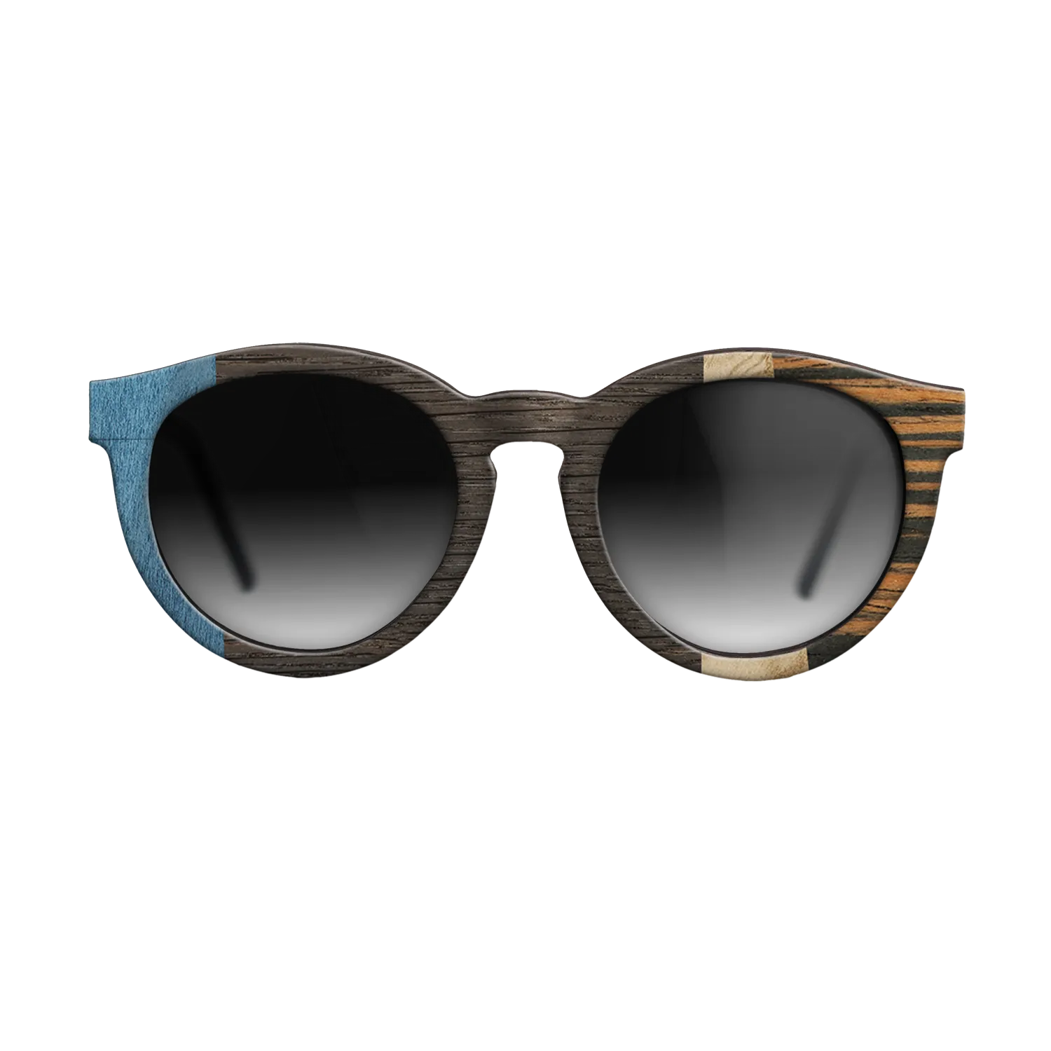 Fumed Oak,Poplar Dyed: Blue Denim,Olive Burl,Italian Ebony: Angle Cut - The Rebel - Round - 1998 - SIRIS wood optic
