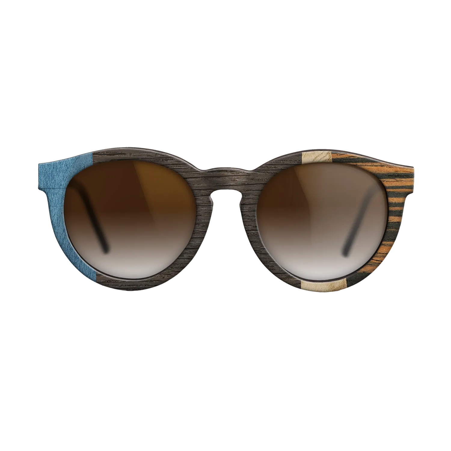 Fumed Oak,Poplar Dyed: Blue Denim,Olive Burl,Italian Ebony: Angle Cut - The Rebel - Round - 1998 - SIRIS wood optic