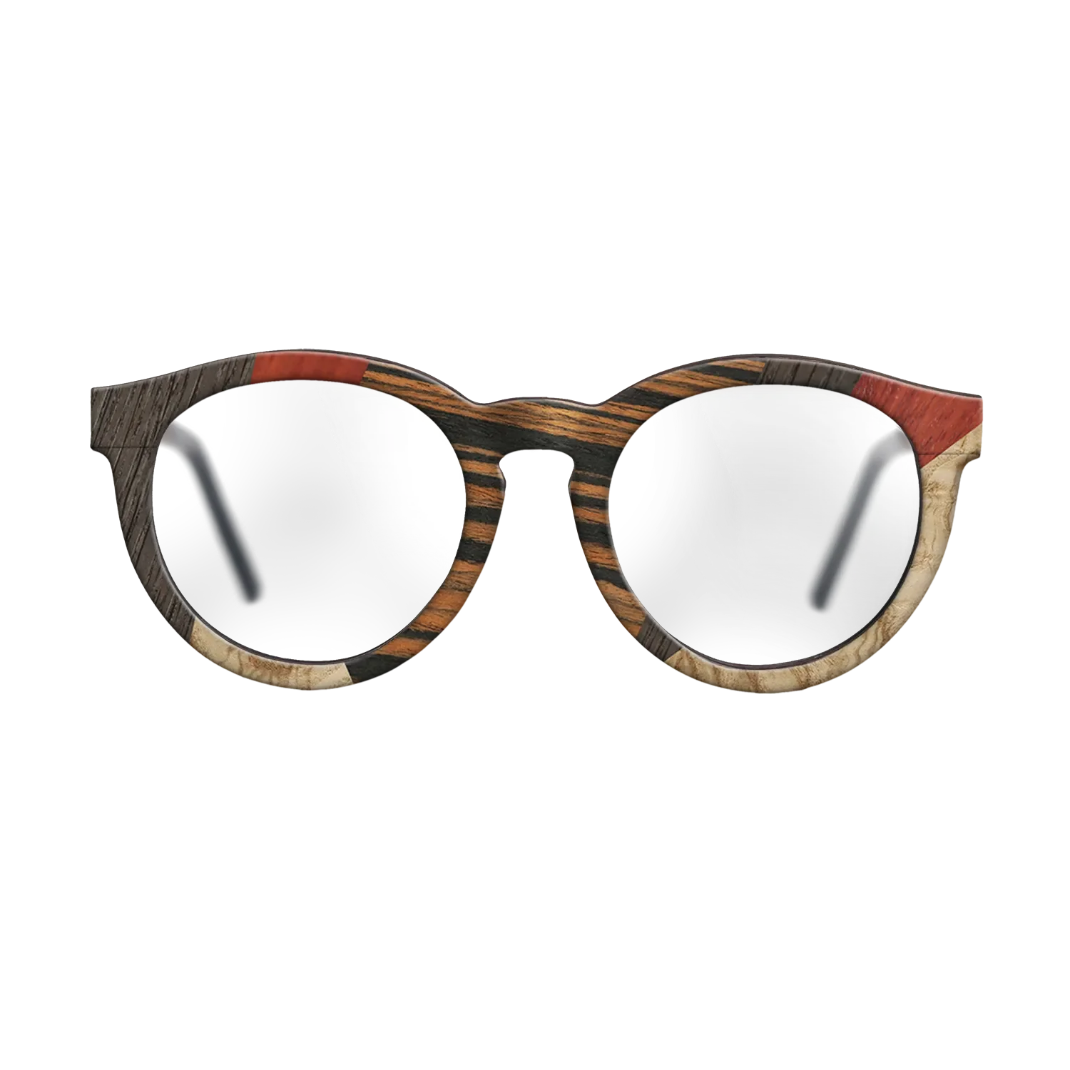 Fumed Oak,Poplar Dyed: Grey,Italian Ebony,Poplar Dyed: Red,Olive Burl: Mosaic - The Rebel - Round - 1014 - SIRIS wood optic