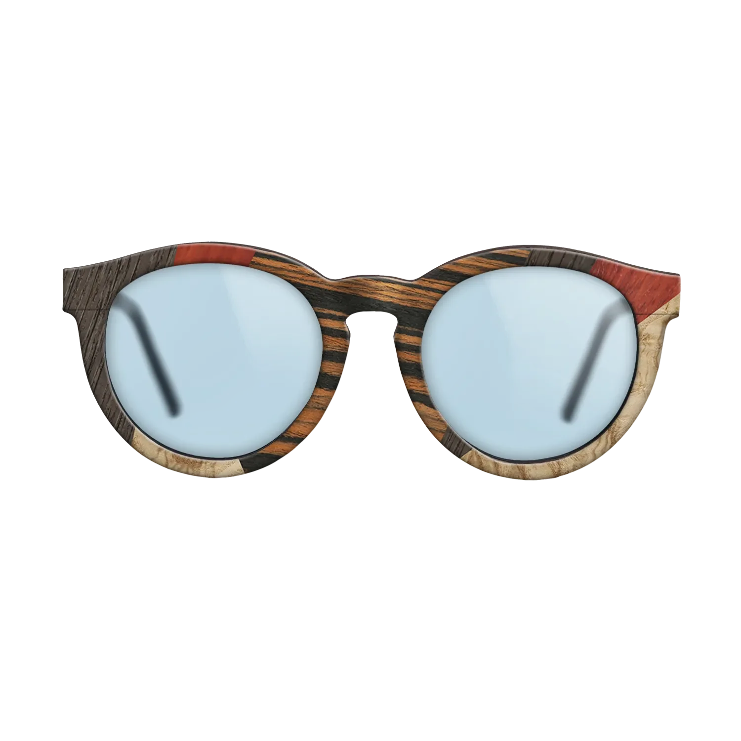 Fumed Oak,Poplar Dyed: Grey,Italian Ebony,Poplar Dyed: Red,Olive Burl: Mosaic - The Rebel - Round - 1014 - SIRIS wood optic