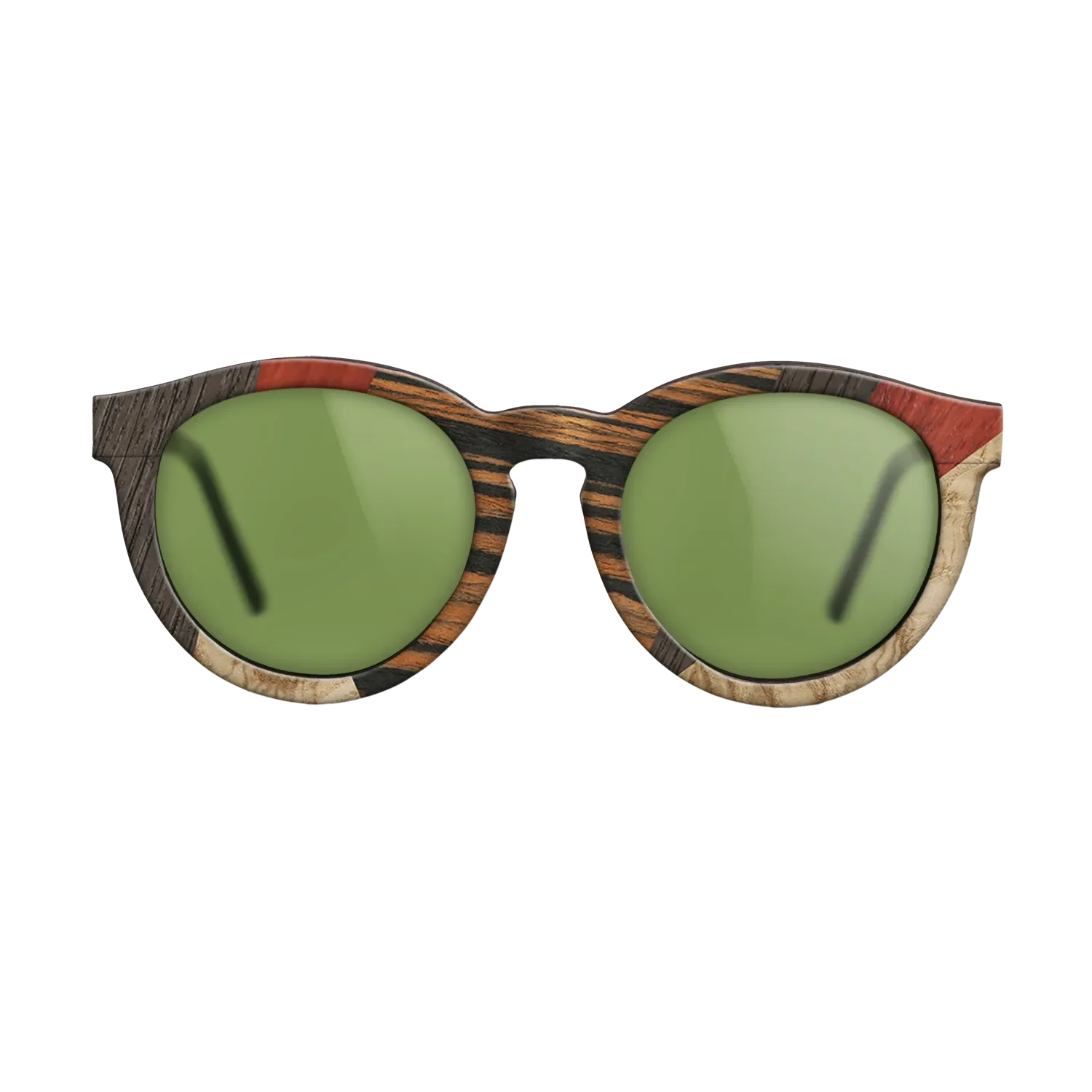 Fumed Oak,Poplar Dyed: Grey,Italian Ebony,Poplar Dyed: Red,Olive Burl: Mosaic - The Rebel - Round - 1014 - SIRIS wood optic