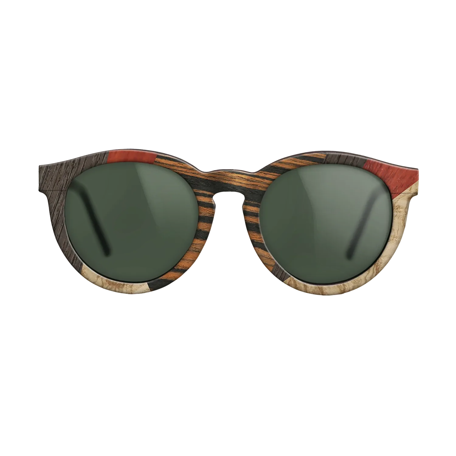Fumed Oak,Poplar Dyed: Grey,Italian Ebony,Poplar Dyed: Red,Olive Burl: Mosaic - The Rebel - Round - 1014 - SIRIS wood optic