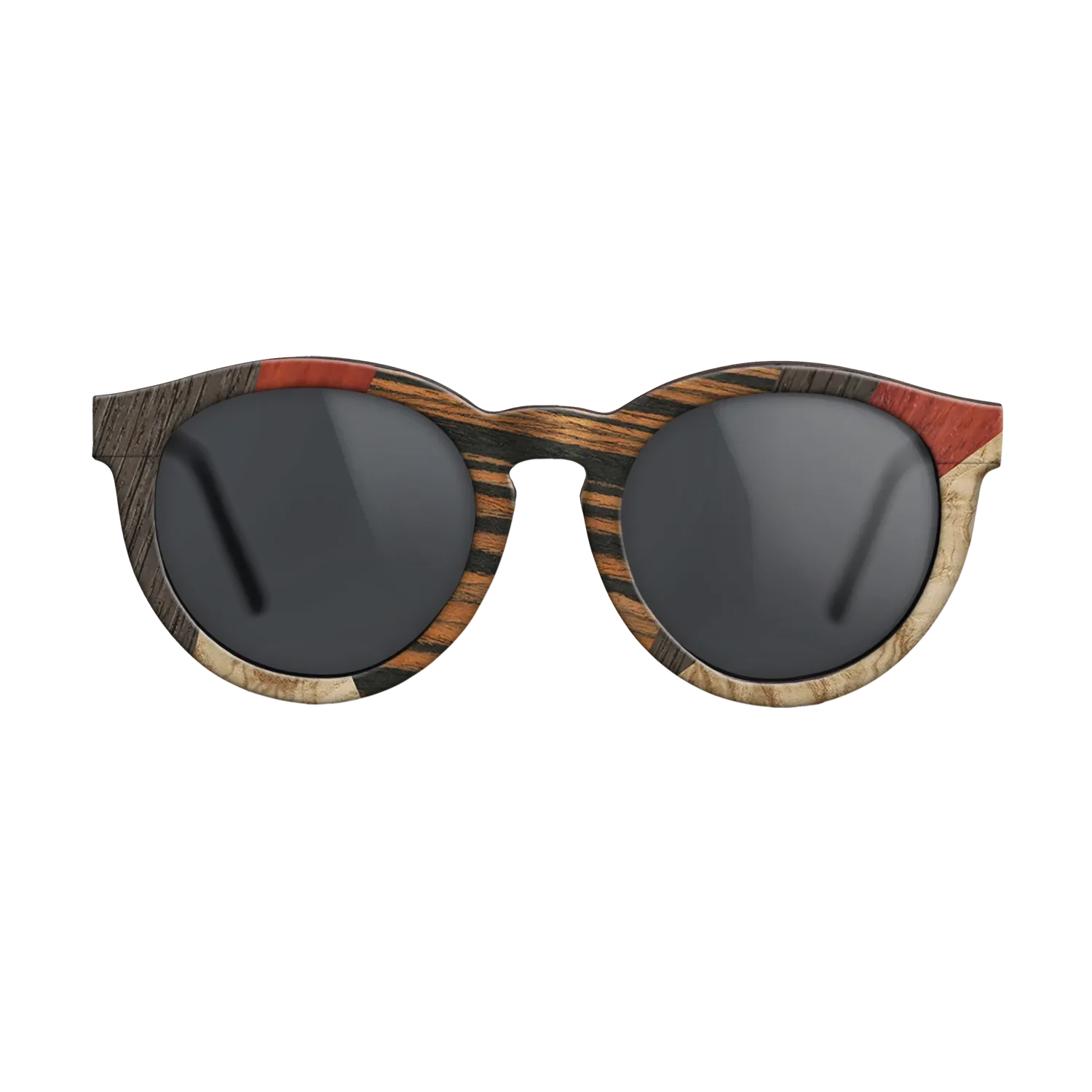 Fumed Oak,Poplar Dyed: Grey,Italian Ebony,Poplar Dyed: Red,Olive Burl: Mosaic - The Rebel - Round - 1014 - SIRIS wood optic