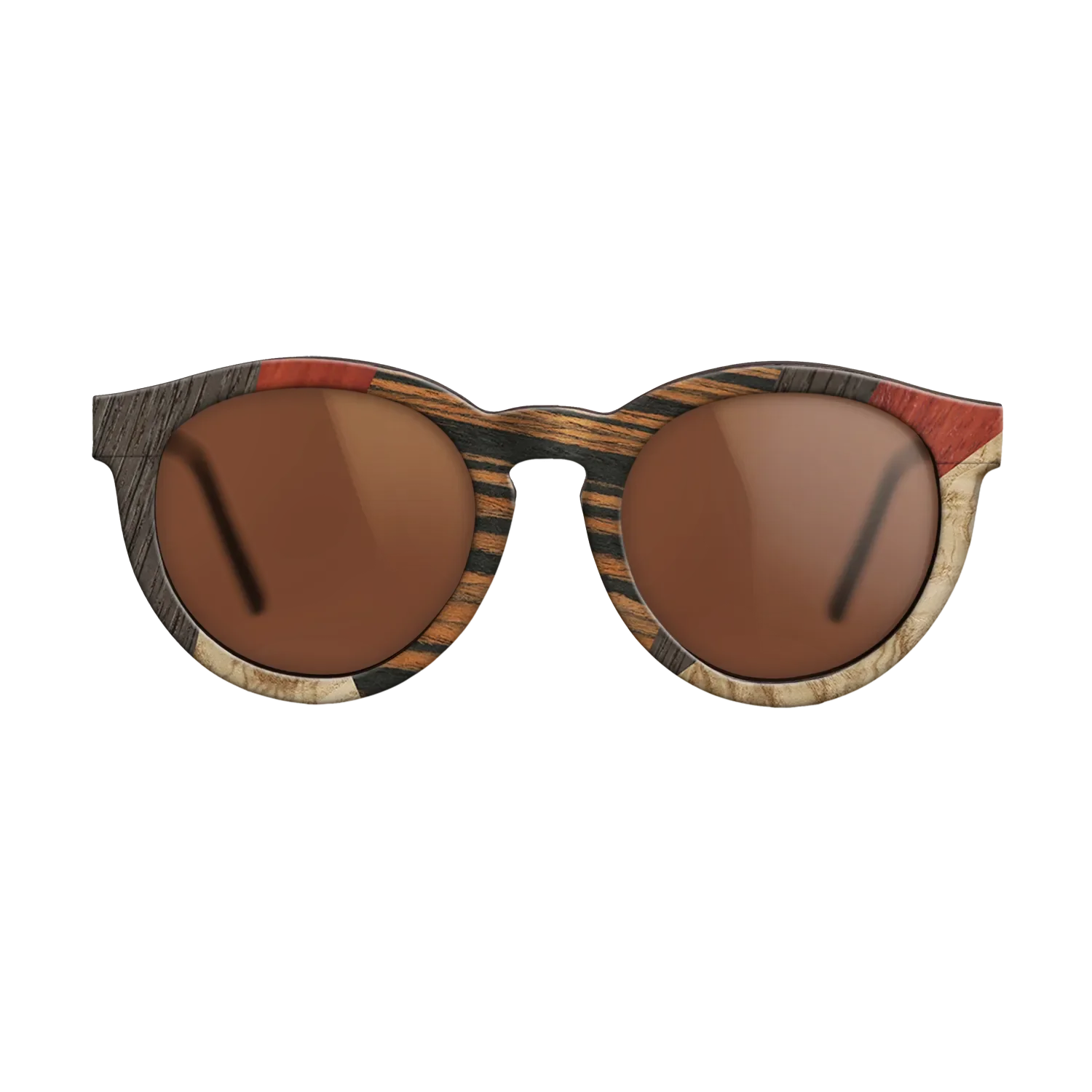 Fumed Oak,Poplar Dyed: Grey,Italian Ebony,Poplar Dyed: Red,Olive Burl: Mosaic - The Rebel - Round - 1014 - SIRIS wood optic