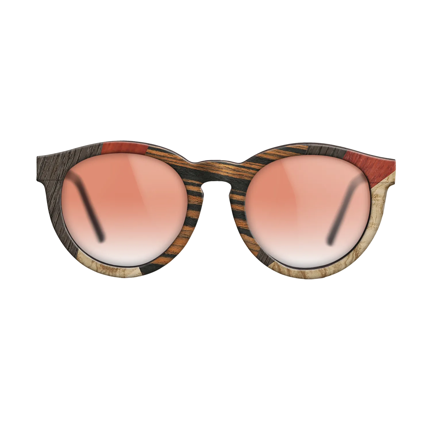 Fumed Oak,Poplar Dyed: Grey,Italian Ebony,Poplar Dyed: Red,Olive Burl: Mosaic - The Rebel - Round - 1014 - SIRIS wood optic