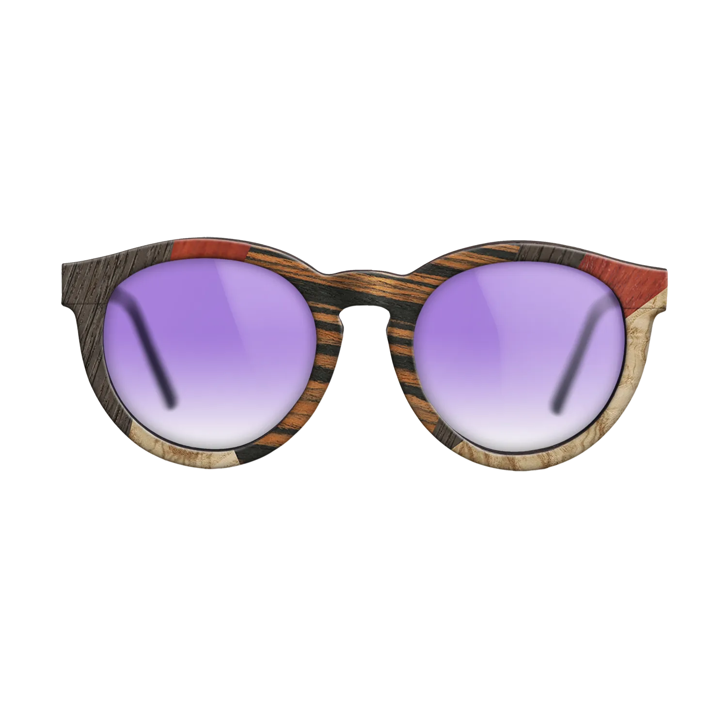 Fumed Oak,Poplar Dyed: Grey,Italian Ebony,Poplar Dyed: Red,Olive Burl: Mosaic - The Rebel - Round - 1014 - SIRIS wood optic