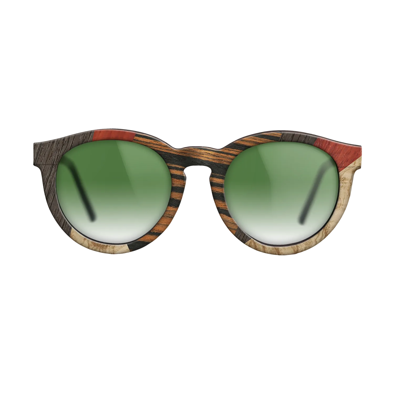 Fumed Oak,Poplar Dyed: Grey,Italian Ebony,Poplar Dyed: Red,Olive Burl: Mosaic - The Rebel - Round - 1014 - SIRIS wood optic