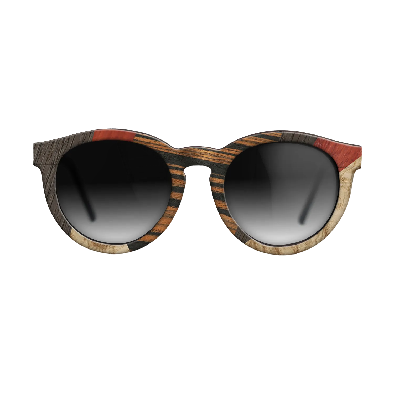 Fumed Oak,Poplar Dyed: Grey,Italian Ebony,Poplar Dyed: Red,Olive Burl: Mosaic - The Rebel - Round - 1014 - SIRIS wood optic