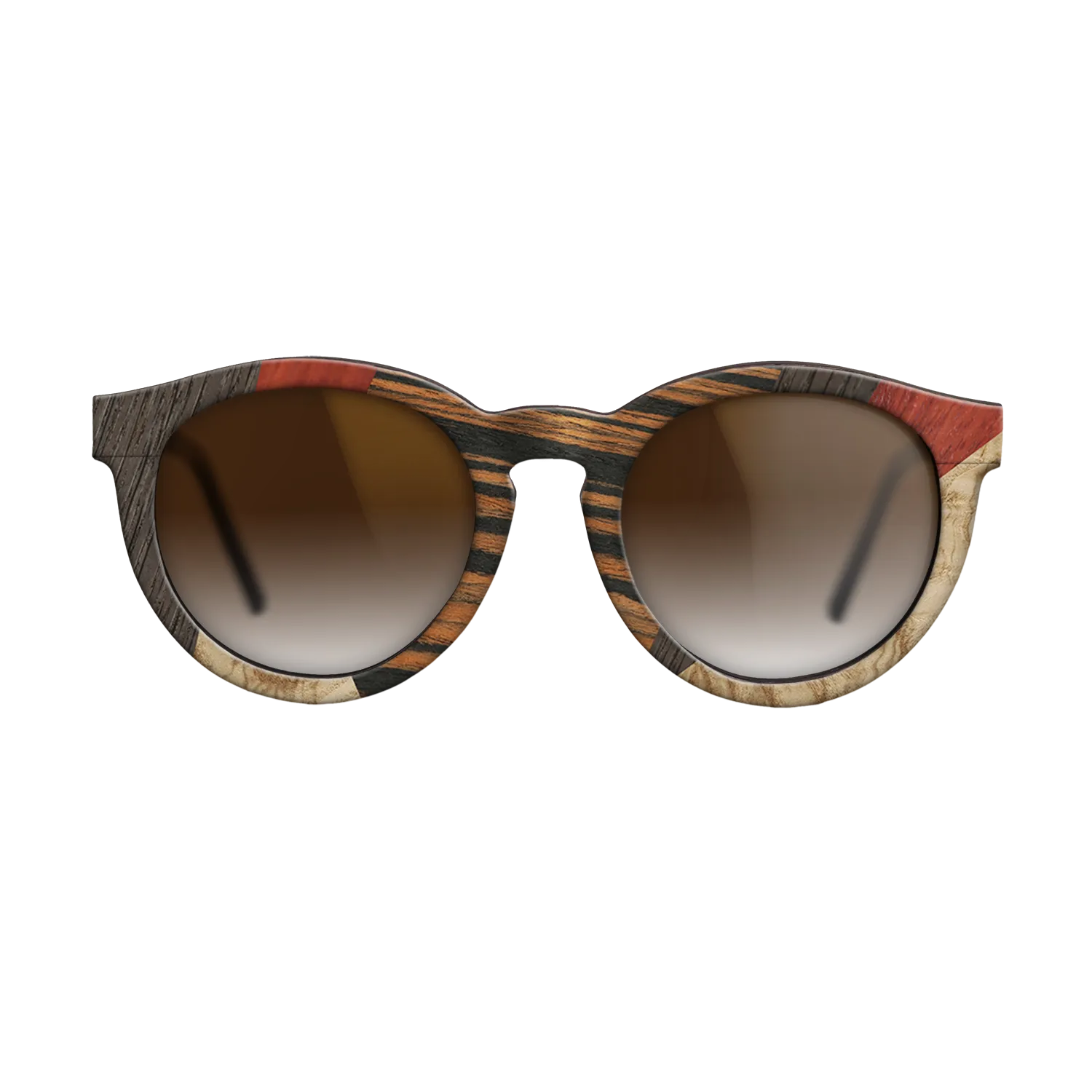 Fumed Oak,Poplar Dyed: Grey,Italian Ebony,Poplar Dyed: Red,Olive Burl: Mosaic - The Rebel - Round - 1014 - SIRIS wood optic