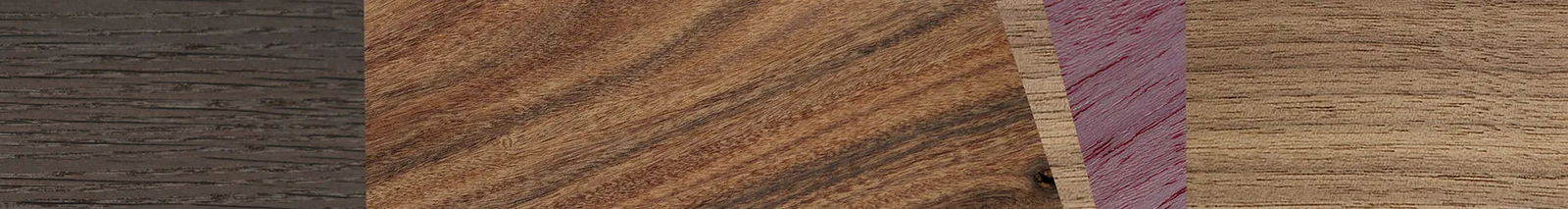 Fumed Oak,Purpleheart,Walnut: Straight Grain,Santos Rosewood Dark: Wedge - The Hero - Square - 727 - SIRIS wood optic