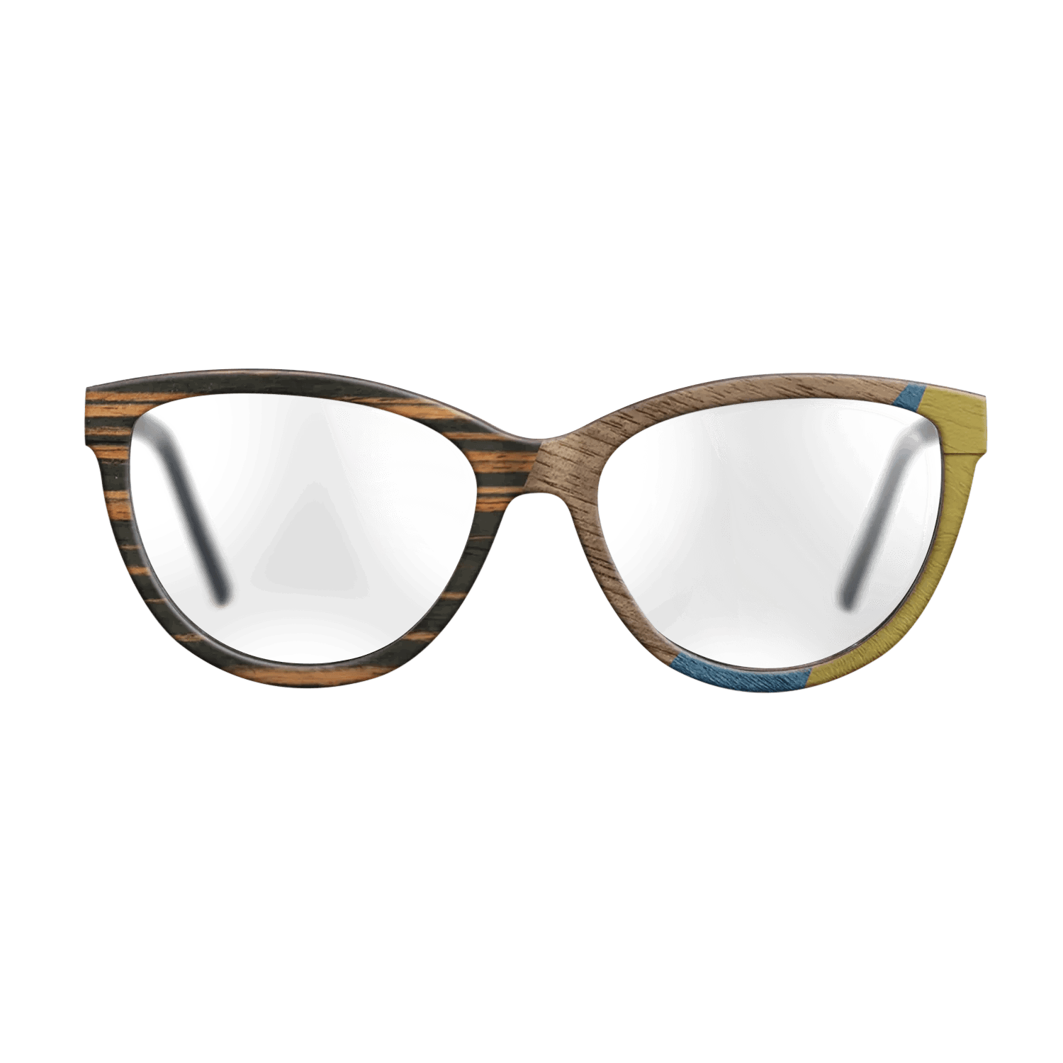 Fumed Oak,Walnut: Straight Grain,Italian Ebony,Poplar Dyed: Yellow,Poplar Dyed: Blue Denim: Angle Cut - The Maiden - Cat - SIRIS wood optic