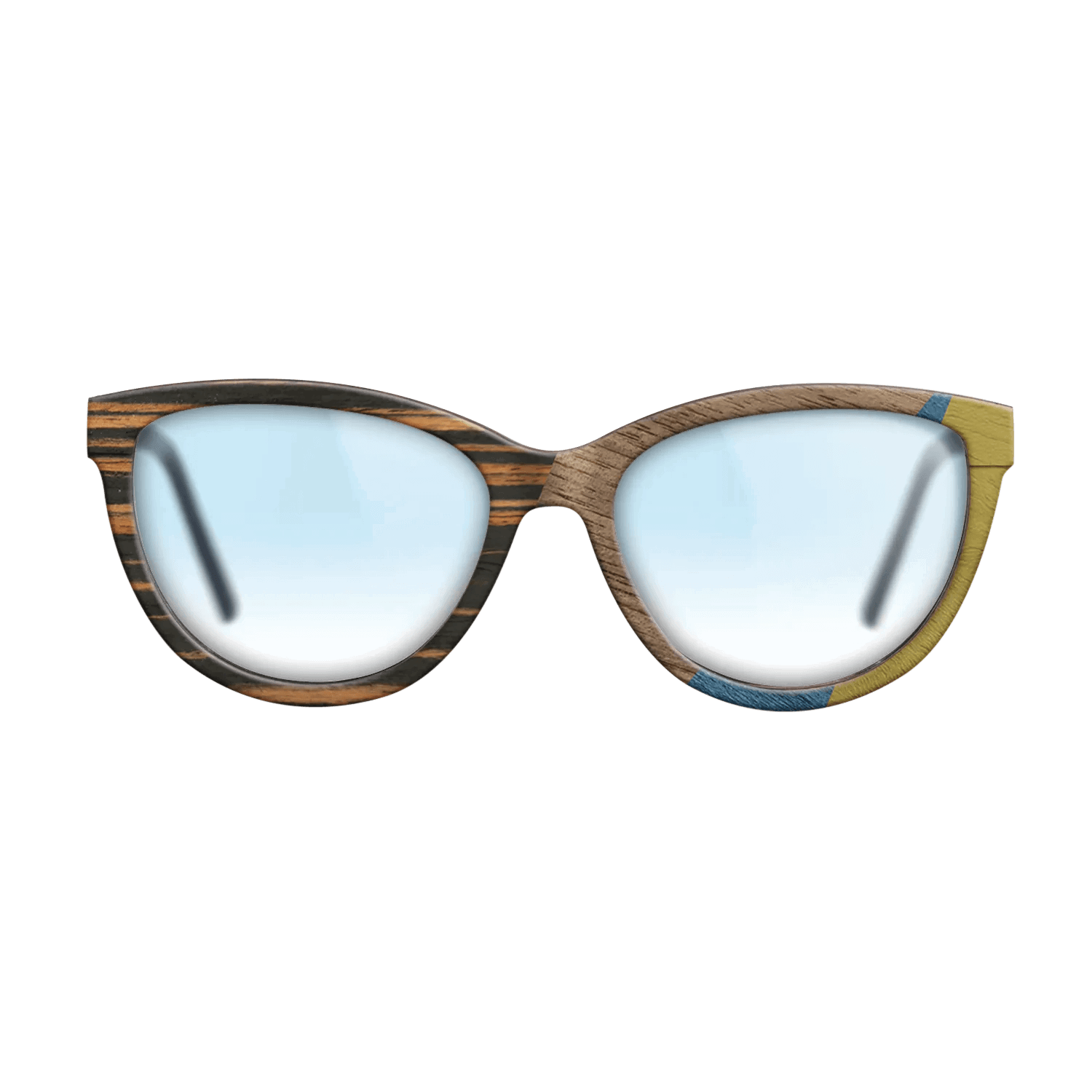 Fumed Oak,Walnut: Straight Grain,Italian Ebony,Poplar Dyed: Yellow,Poplar Dyed: Blue Denim: Angle Cut - The Maiden - Cat - SIRIS wood optic