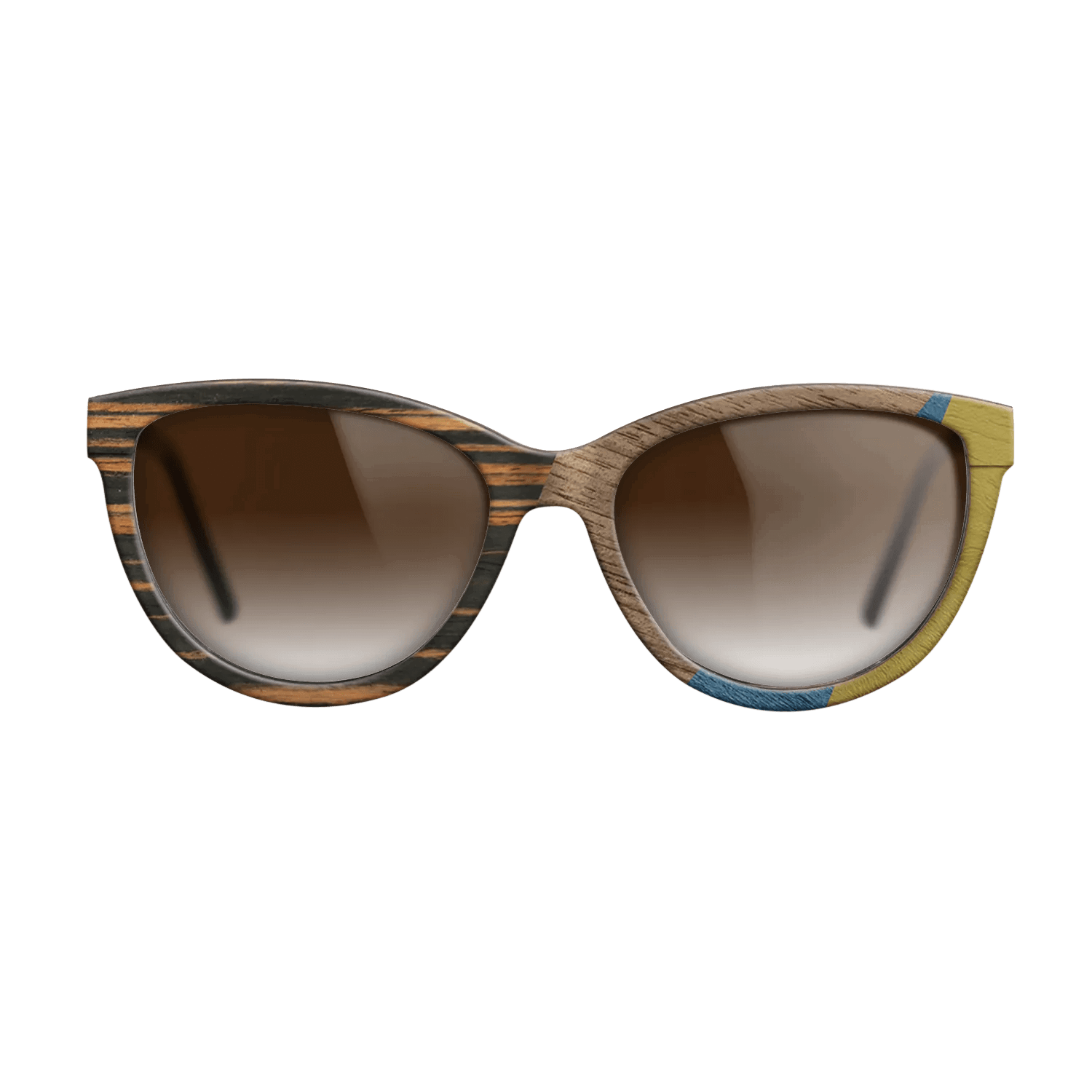 Fumed Oak,Walnut: Straight Grain,Italian Ebony,Poplar Dyed: Yellow,Poplar Dyed: Blue Denim: Angle Cut - The Maiden - Cat - SIRIS wood optic
