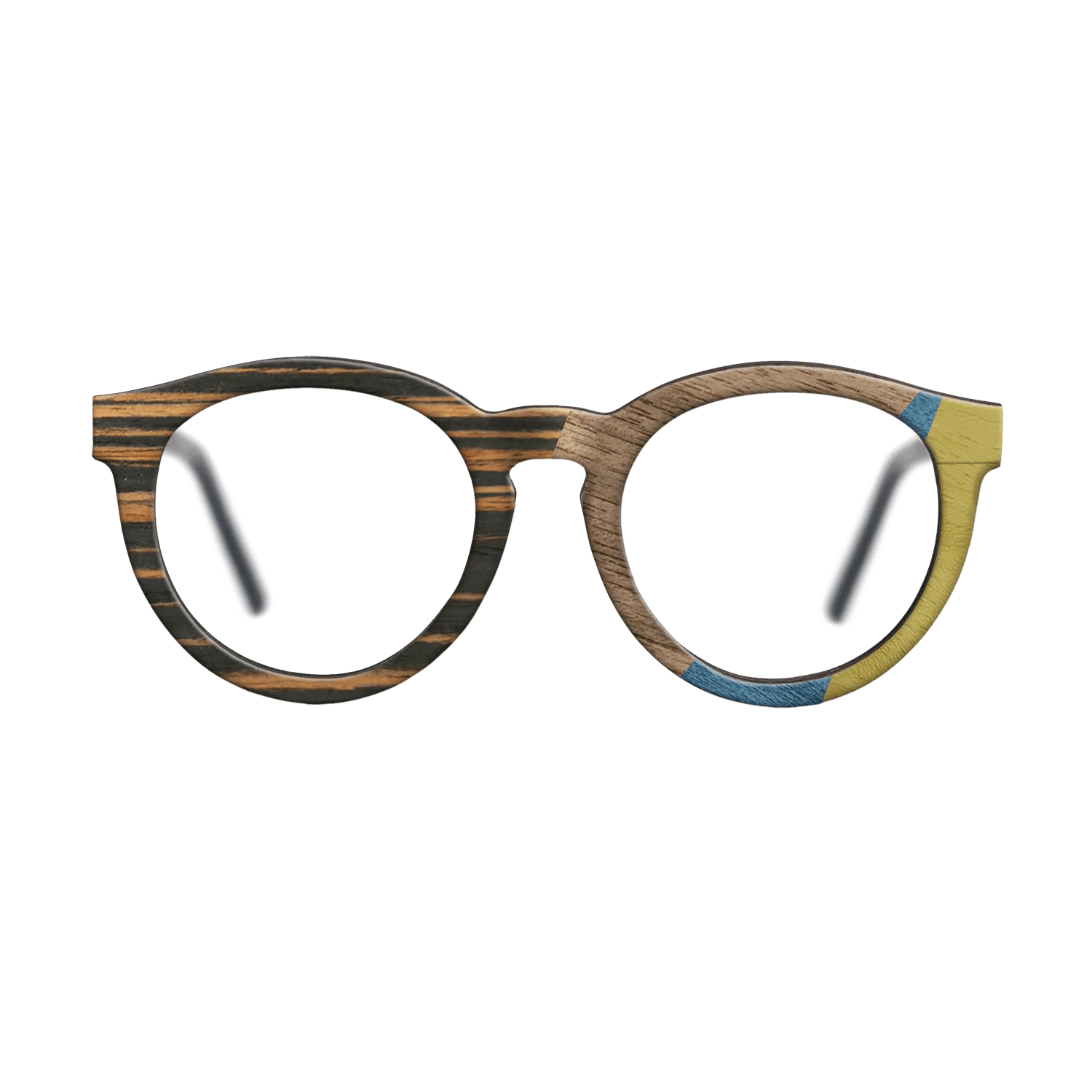 Fumed Oak,Walnut: Straight Grain,Italian Ebony,Poplar Dyed: Yellow,Poplar Dyed: Blue Denim: Angle Cut - The Rebel - Round - SIRIS wood optic