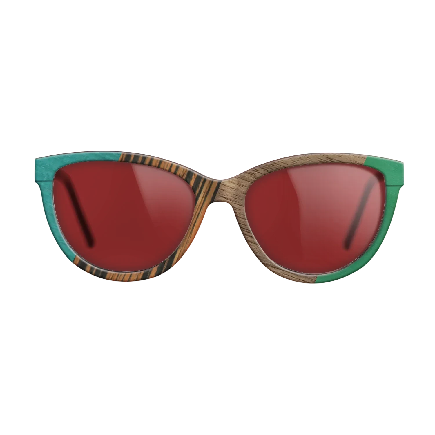 Fumed Oak,Walnut: Straight Grain,Poplar Dyed: Turquoise,Italian Ebony,Poplar Dyed: Green: Angle Cut - The Maiden - Cat - SIRIS wood optic