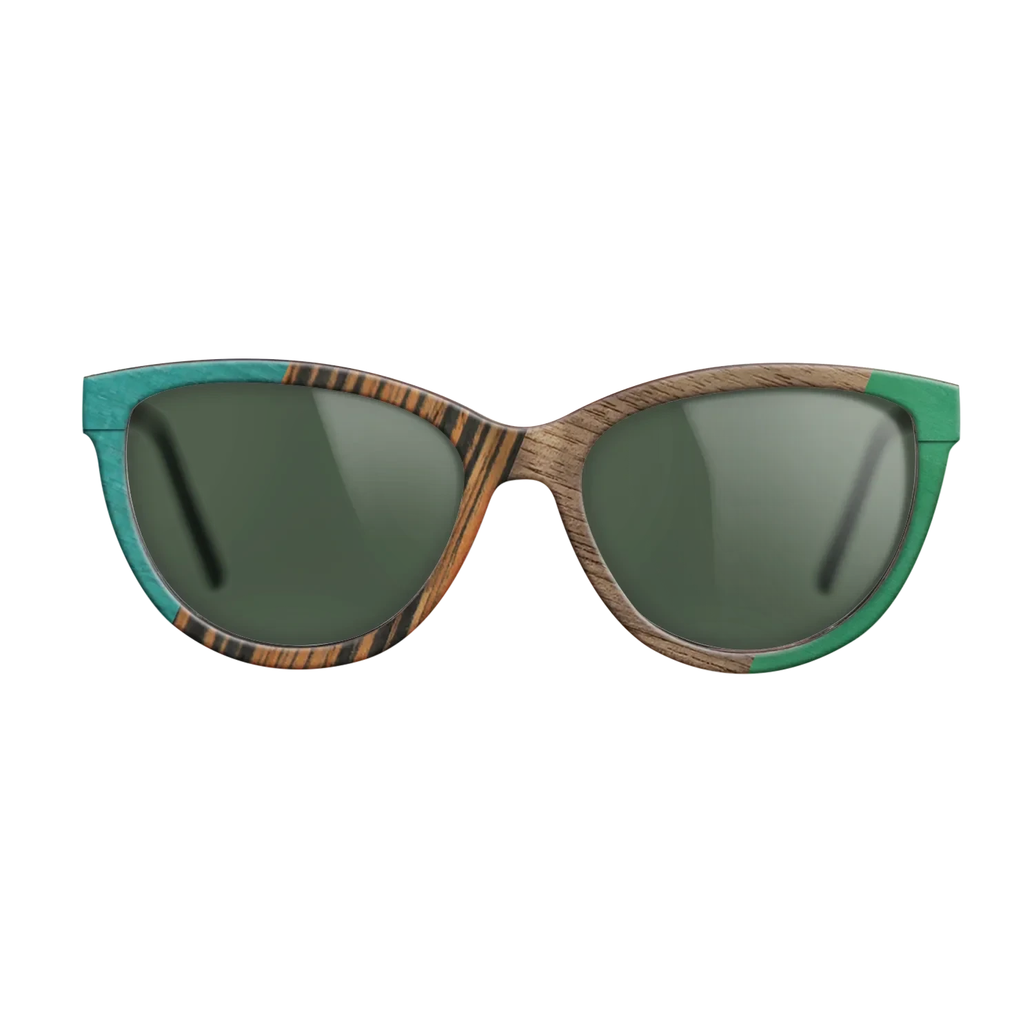 Fumed Oak,Walnut: Straight Grain,Poplar Dyed: Turquoise,Italian Ebony,Poplar Dyed: Green: Angle Cut - The Maiden - Cat - SIRIS wood optic