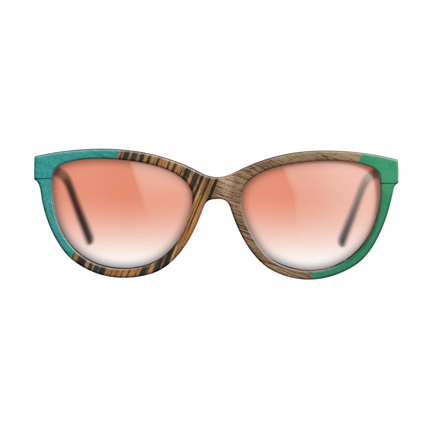 Fumed Oak,Walnut: Straight Grain,Poplar Dyed: Turquoise,Italian Ebony,Poplar Dyed: Green: Angle Cut - The Maiden - Cat - SIRIS wood optic
