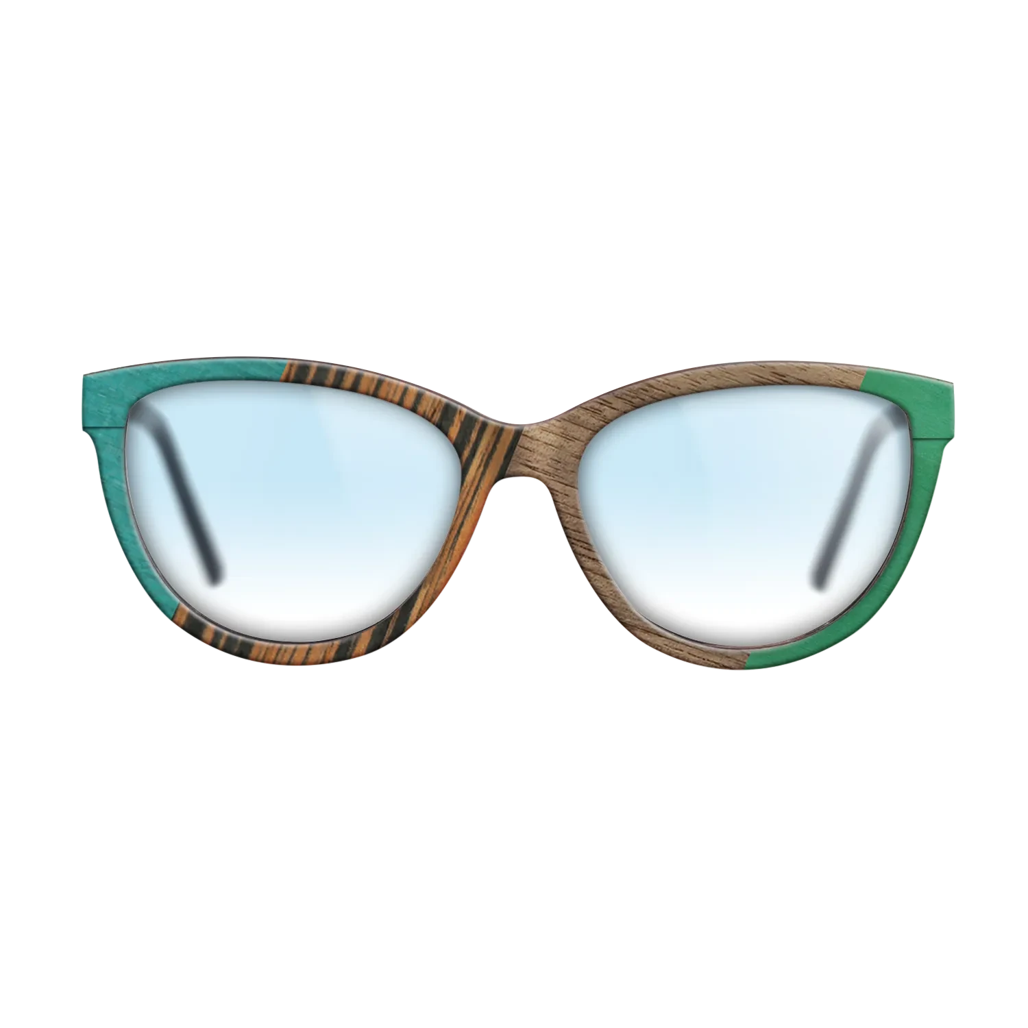 Fumed Oak,Walnut: Straight Grain,Poplar Dyed: Turquoise,Italian Ebony,Poplar Dyed: Green: Angle Cut - The Maiden - Cat - SIRIS wood optic