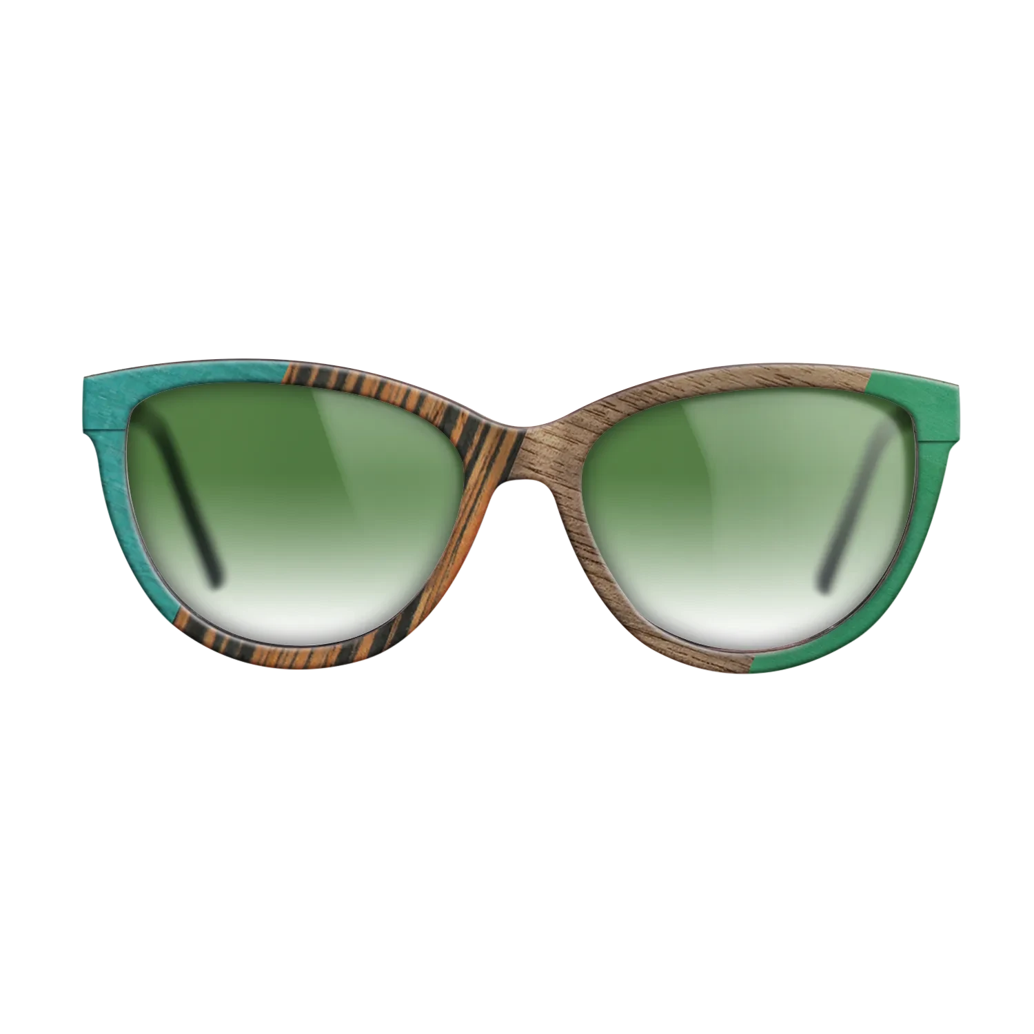 Fumed Oak,Walnut: Straight Grain,Poplar Dyed: Turquoise,Italian Ebony,Poplar Dyed: Green: Angle Cut - The Maiden - Cat - SIRIS wood optic