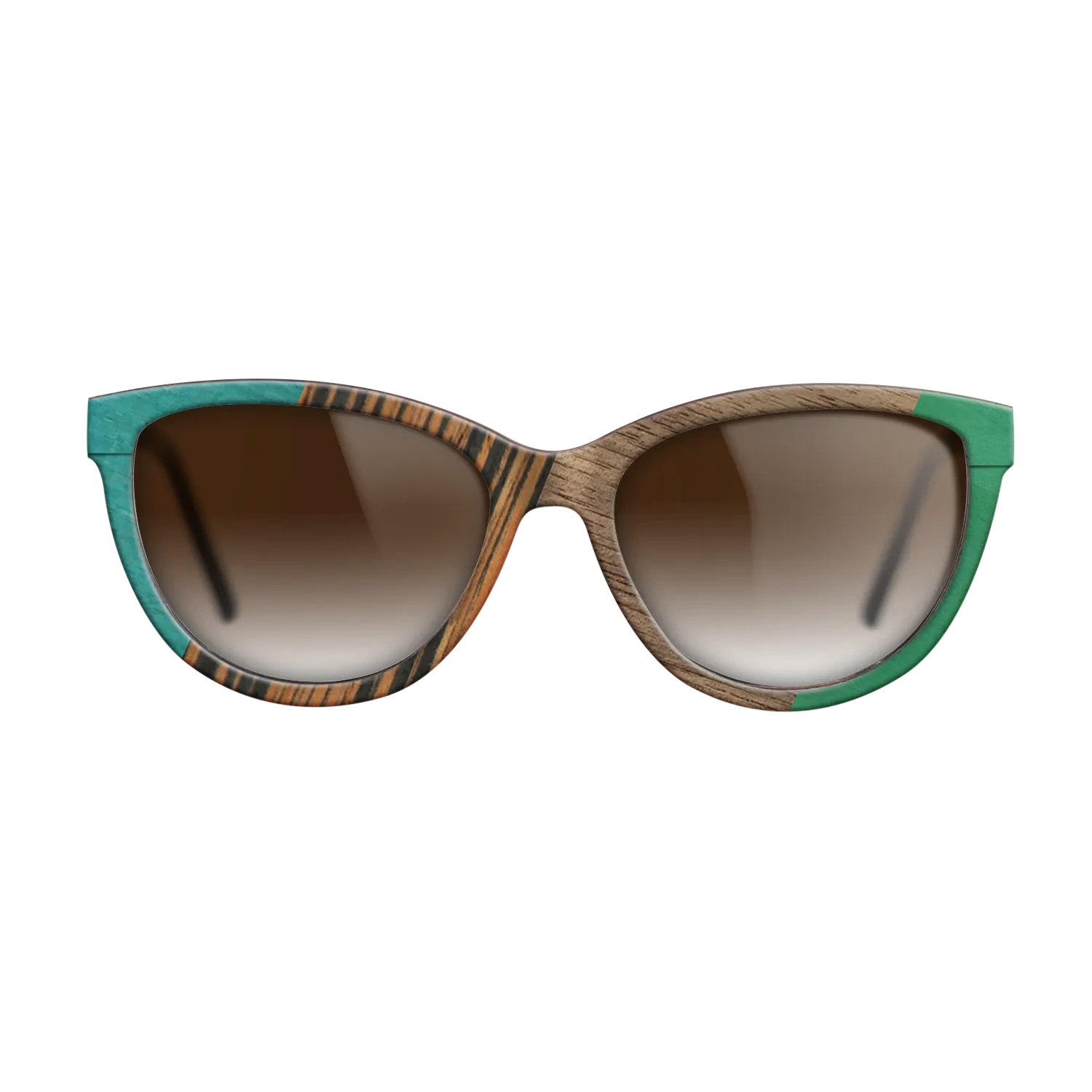 Fumed Oak,Walnut: Straight Grain,Poplar Dyed: Turquoise,Italian Ebony,Poplar Dyed: Green: Angle Cut - The Maiden - Cat - SIRIS wood optic