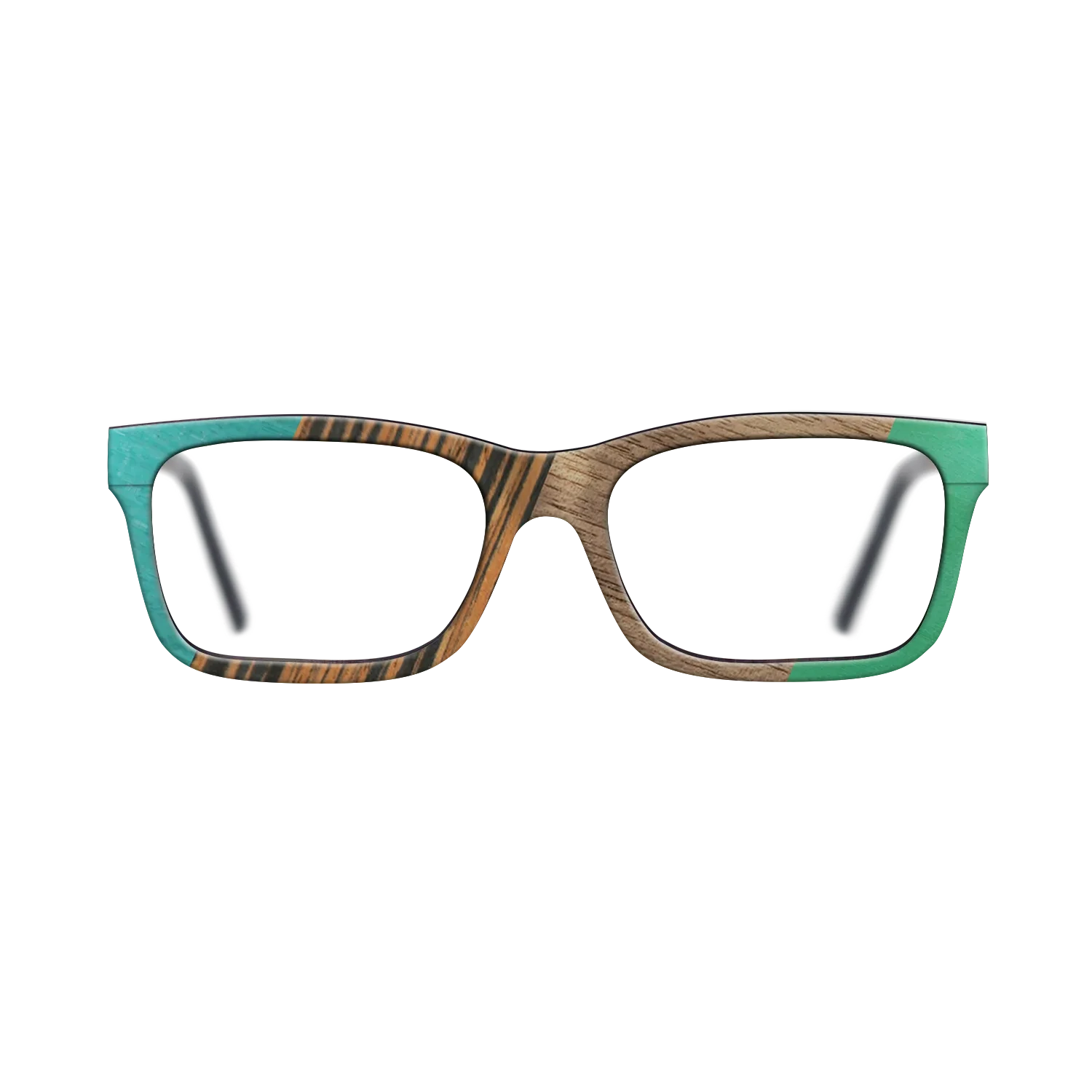 Fumed Oak,Walnut: Straight Grain,Poplar Dyed: Turquoise,Italian Ebony,Poplar Dyed: Green: Angle Cut - The Sage - Block - SIRIS wood optic