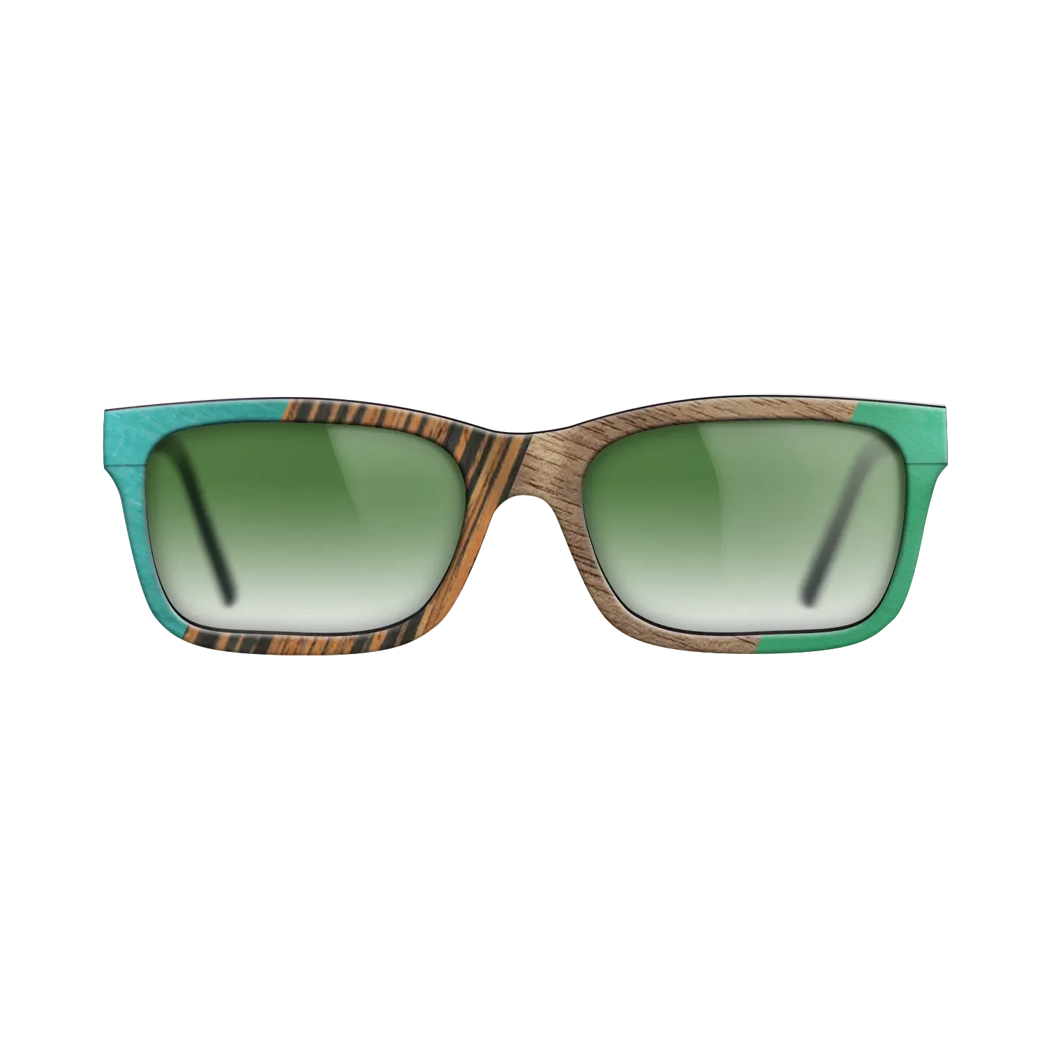 Fumed Oak,Walnut: Straight Grain,Poplar Dyed: Turquoise,Italian Ebony,Poplar Dyed: Green: Angle Cut - The Sage - Block - SIRIS wood optic