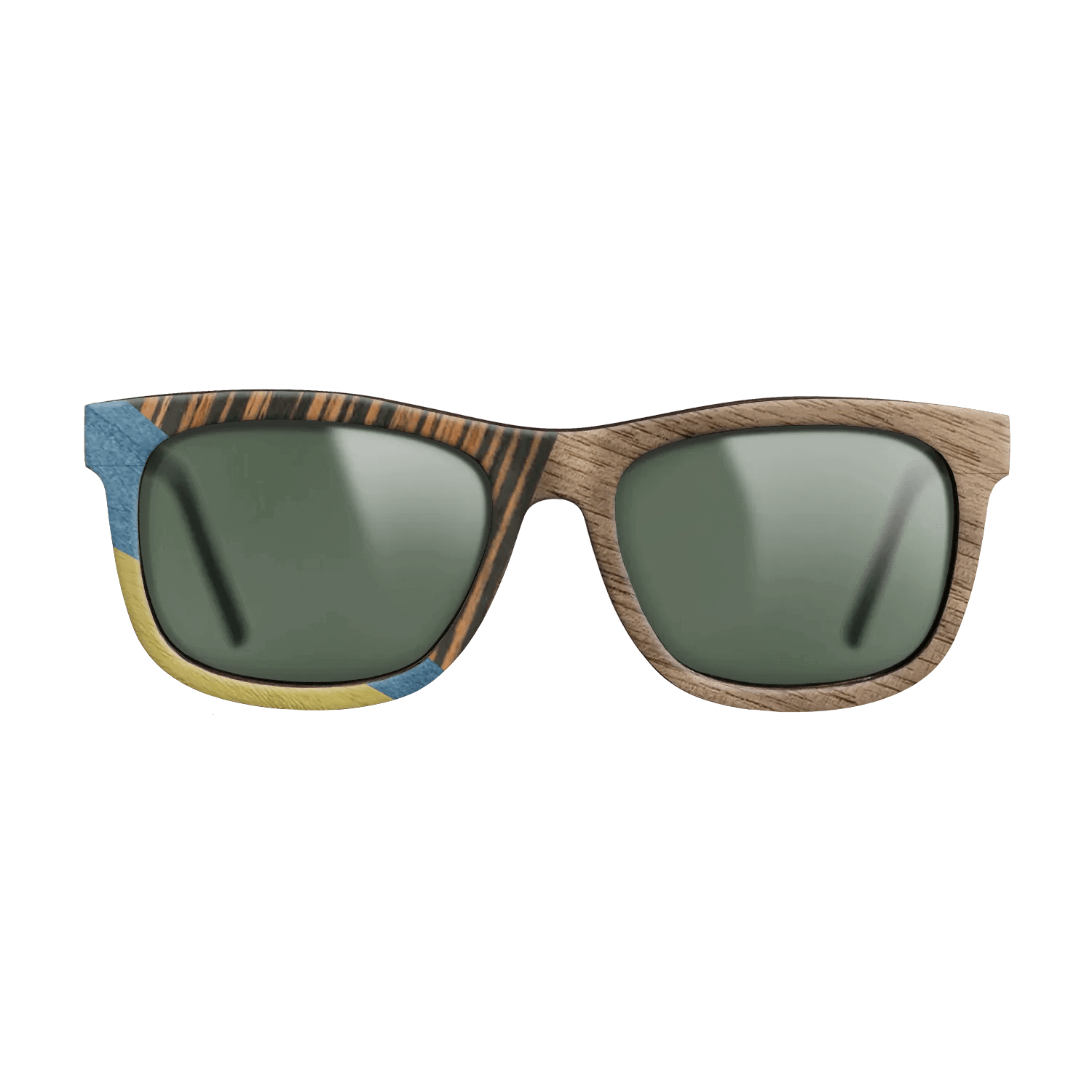 Fumed Oak,Walnut: Straight Grain,Poplar Dyed: Yellow,Poplar Dyed: Blue Denim,Italian Ebony: Mosaic - The Hero - Square - SIRIS wood optic