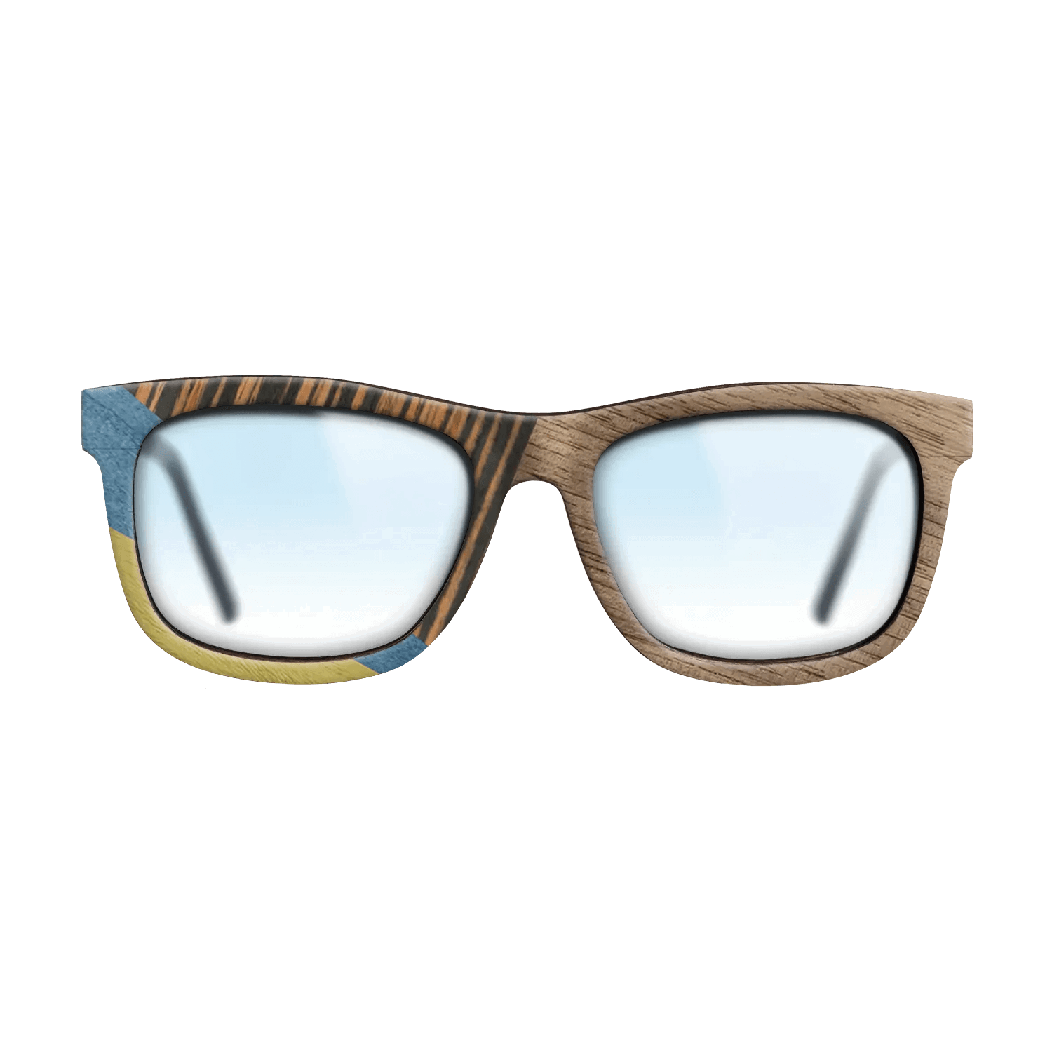 Fumed Oak,Walnut: Straight Grain,Poplar Dyed: Yellow,Poplar Dyed: Blue Denim,Italian Ebony: Mosaic - The Hero - Square - SIRIS wood optic