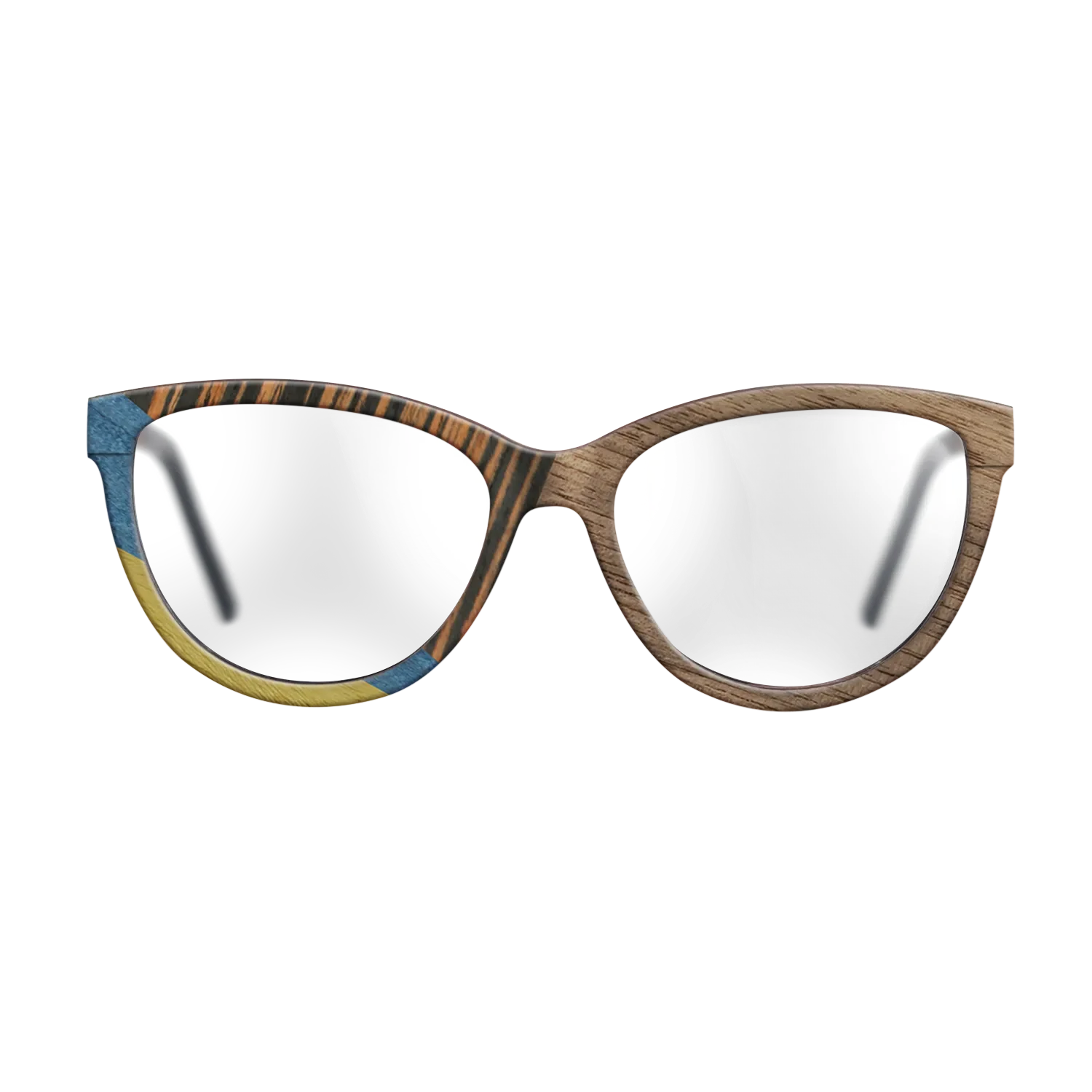 Fumed Oak,Walnut: Straight Grain,Poplar Dyed: Yellow,Poplar Dyed: Blue Denim,Italian Ebony: Mosaic - The Maiden - Cat - SIRIS wood optic