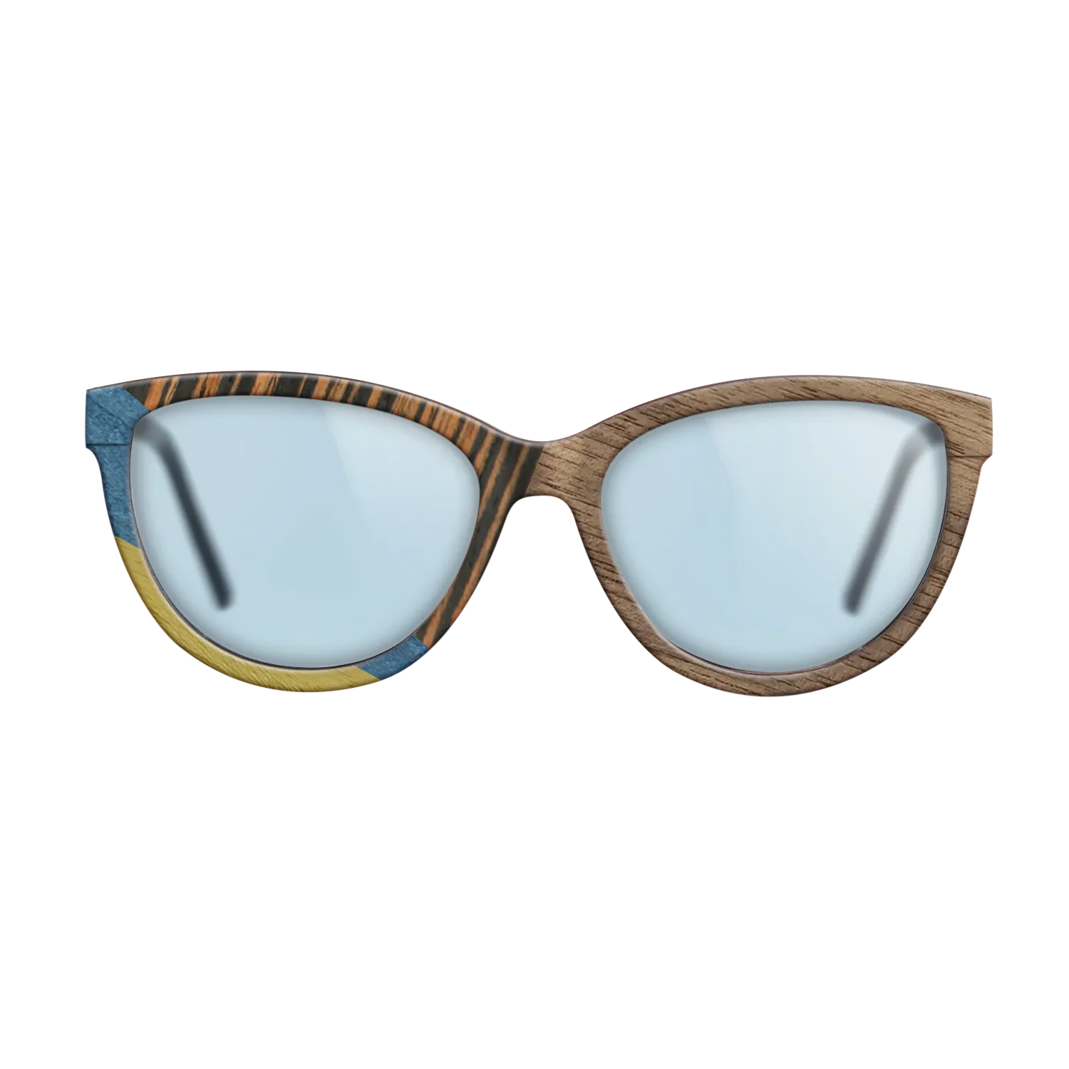 Fumed Oak,Walnut: Straight Grain,Poplar Dyed: Yellow,Poplar Dyed: Blue Denim,Italian Ebony: Mosaic - The Maiden - Cat - SIRIS wood optic