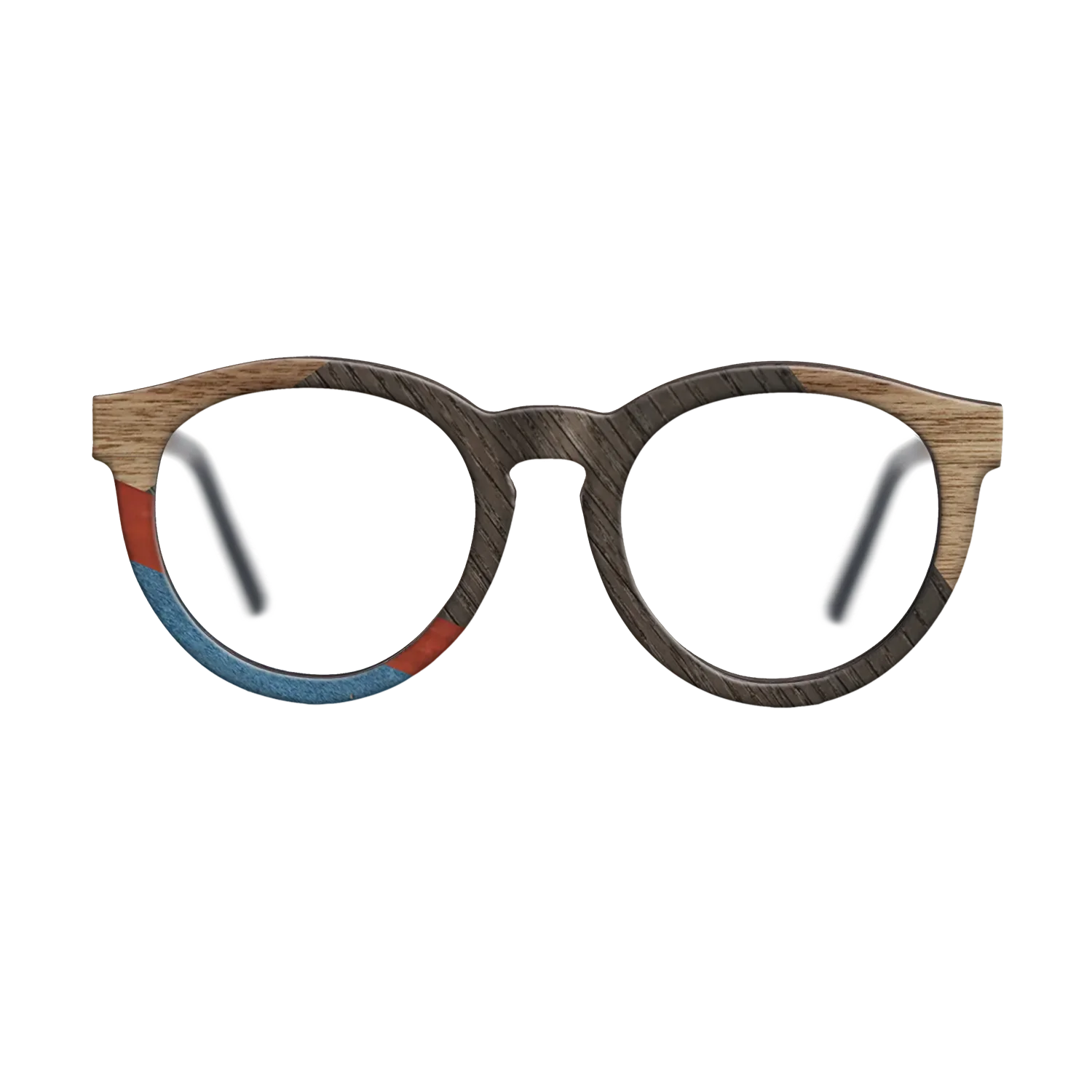 Italian Ebony,Fumed Oak,Walnut: Straight Grain,Poplar Dyed: Red,Poplar Dyed: Blue Denim,Olive Burl: Geometric - The Rebel - Round - 1166 - SIRIS wood optic