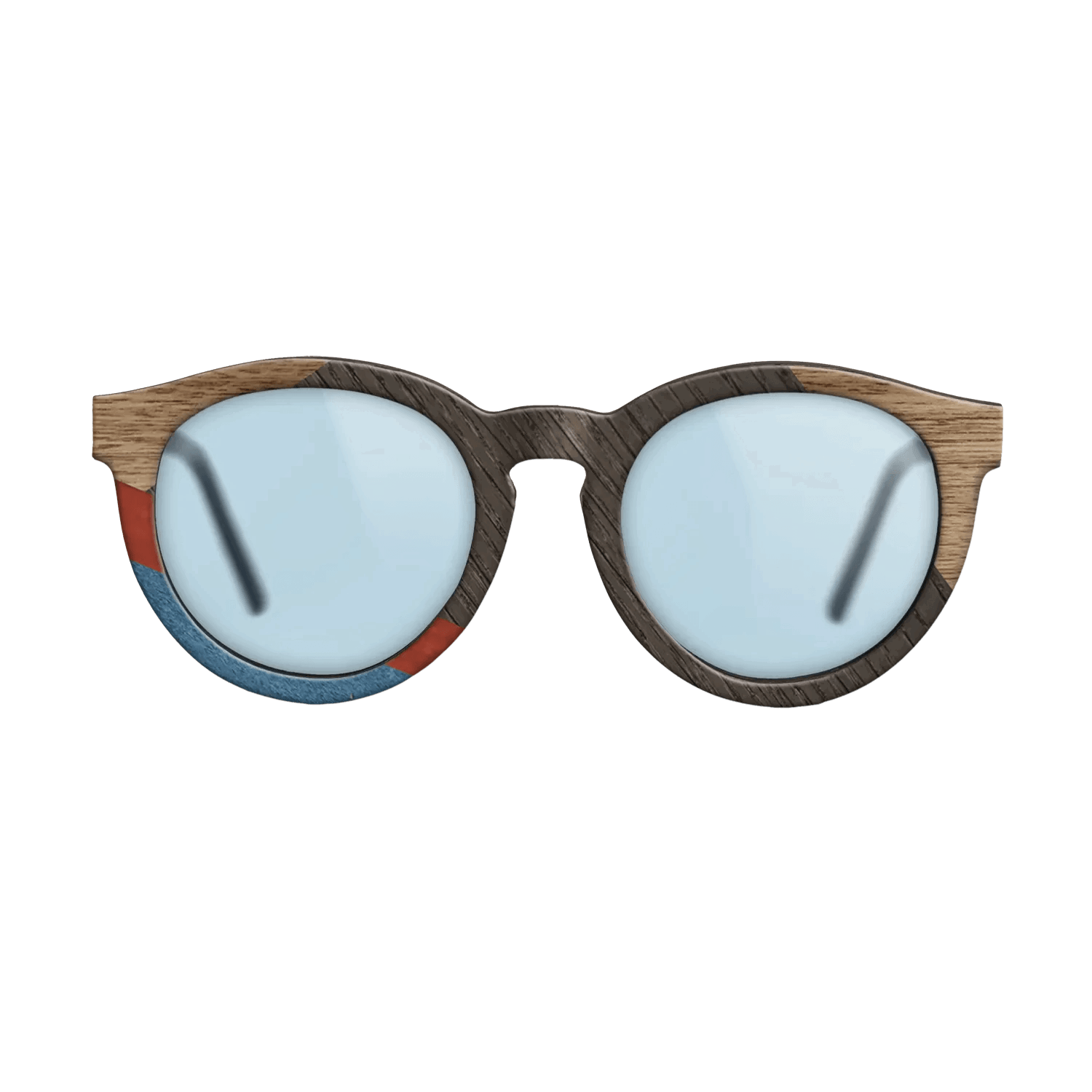 Italian Ebony,Fumed Oak,Walnut: Straight Grain,Poplar Dyed: Red,Poplar Dyed: Blue Denim,Olive Burl: Geometric - The Rebel - Round - 1166 - SIRIS wood optic