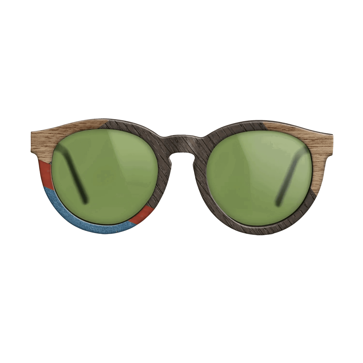 Italian Ebony,Fumed Oak,Walnut: Straight Grain,Poplar Dyed: Red,Poplar Dyed: Blue Denim,Olive Burl: Geometric - The Rebel - Round - 1166 - SIRIS wood optic