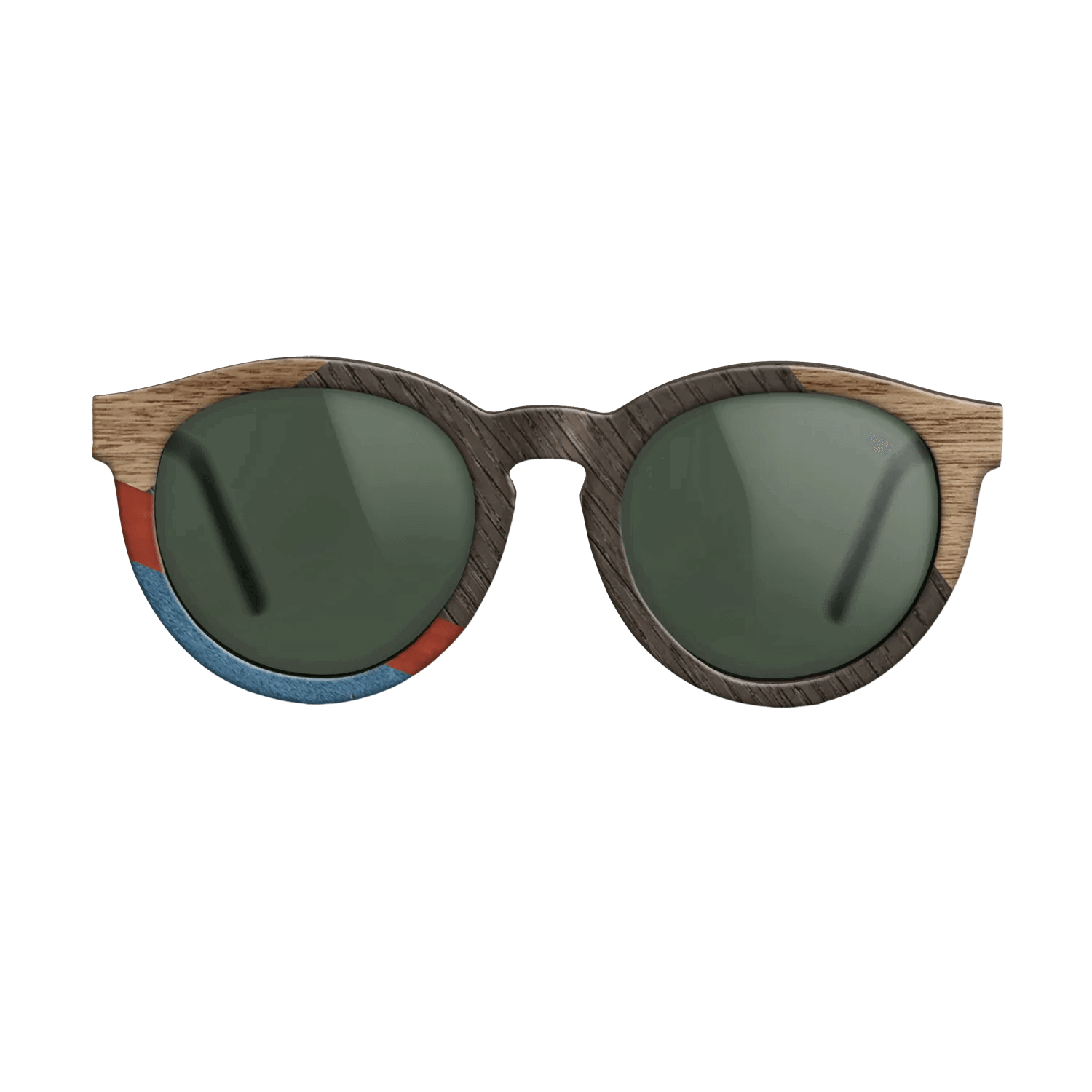 Italian Ebony,Fumed Oak,Walnut: Straight Grain,Poplar Dyed: Red,Poplar Dyed: Blue Denim,Olive Burl: Geometric - The Rebel - Round - 1166 - SIRIS wood optic