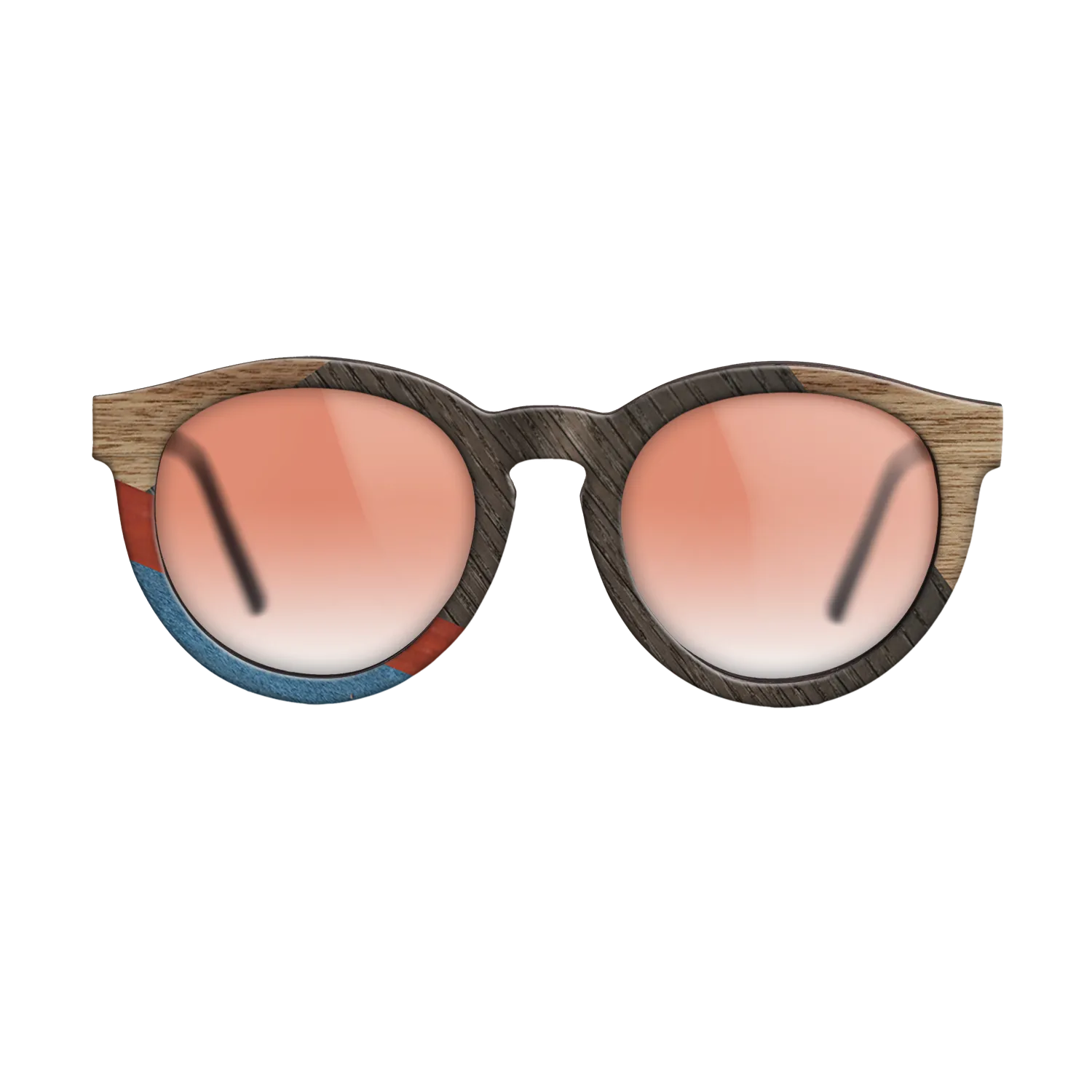 Italian Ebony,Fumed Oak,Walnut: Straight Grain,Poplar Dyed: Red,Poplar Dyed: Blue Denim,Olive Burl: Geometric - The Rebel - Round - 1166 - SIRIS wood optic