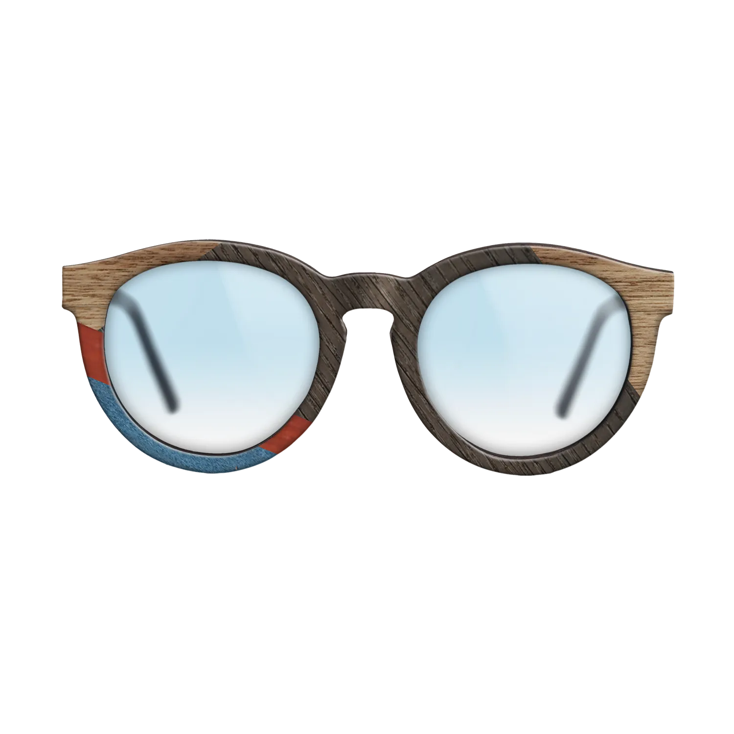 Italian Ebony,Fumed Oak,Walnut: Straight Grain,Poplar Dyed: Red,Poplar Dyed: Blue Denim,Olive Burl: Geometric - The Rebel - Round - 1166 - SIRIS wood optic