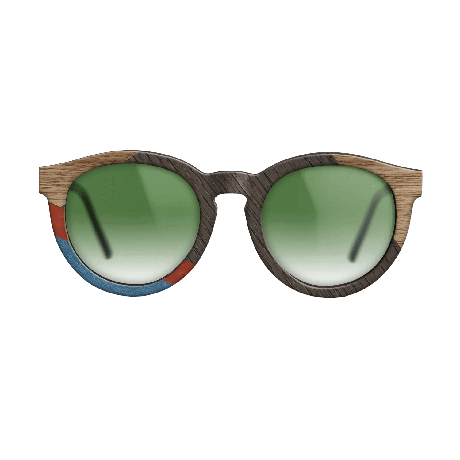 Italian Ebony,Fumed Oak,Walnut: Straight Grain,Poplar Dyed: Red,Poplar Dyed: Blue Denim,Olive Burl: Geometric - The Rebel - Round - 1166 - SIRIS wood optic