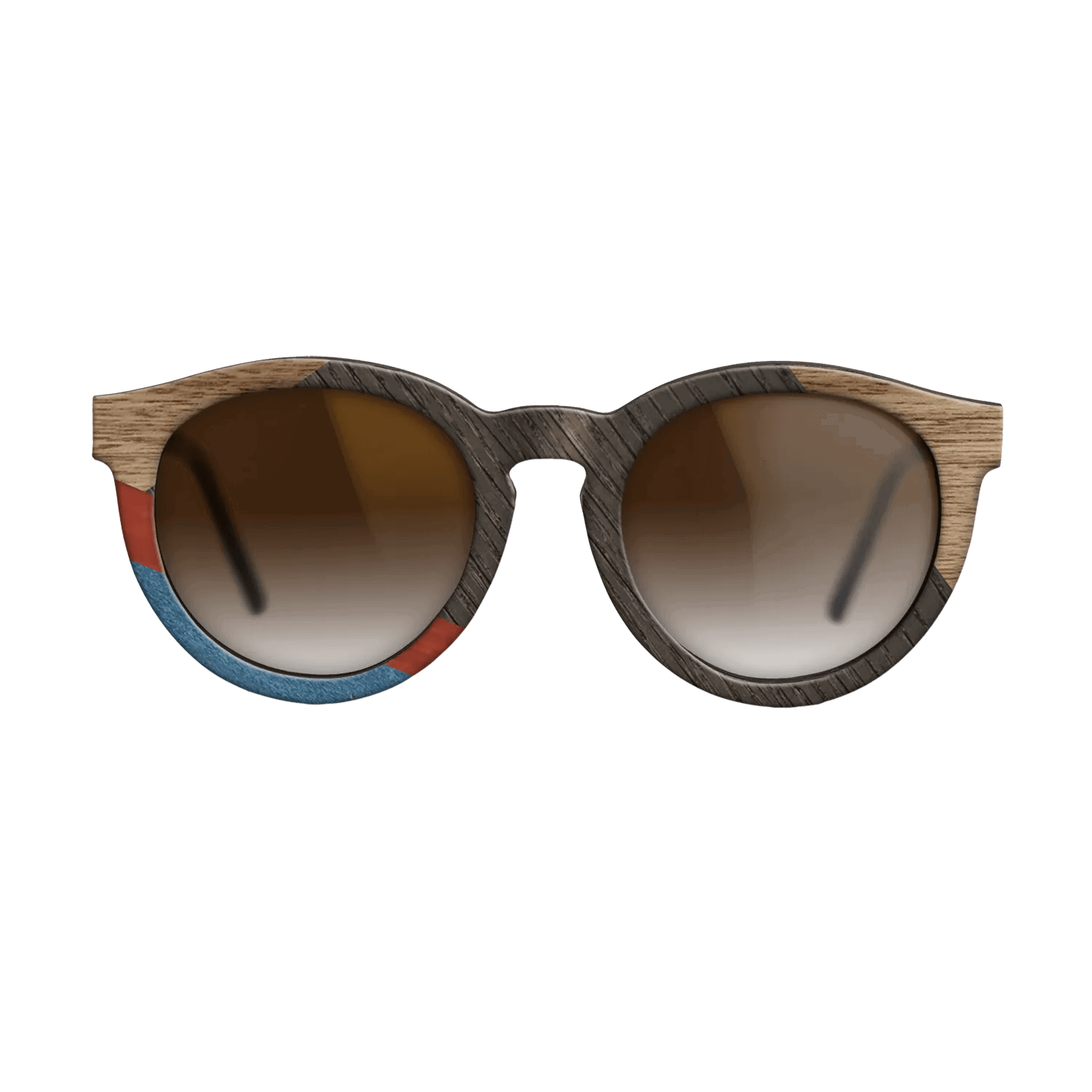 Italian Ebony,Fumed Oak,Walnut: Straight Grain,Poplar Dyed: Red,Poplar Dyed: Blue Denim,Olive Burl: Geometric - The Rebel - Round - 1166 - SIRIS wood optic