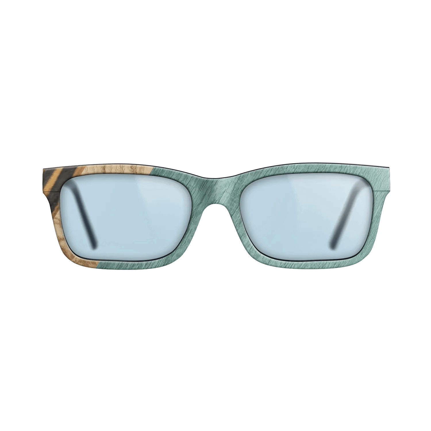 Italian Ebony,Olive Burl,Poplar Dyed: Baby Blue: Angle Cut - The Sage - Rectangle - 1467 - SIRIS wood optic
