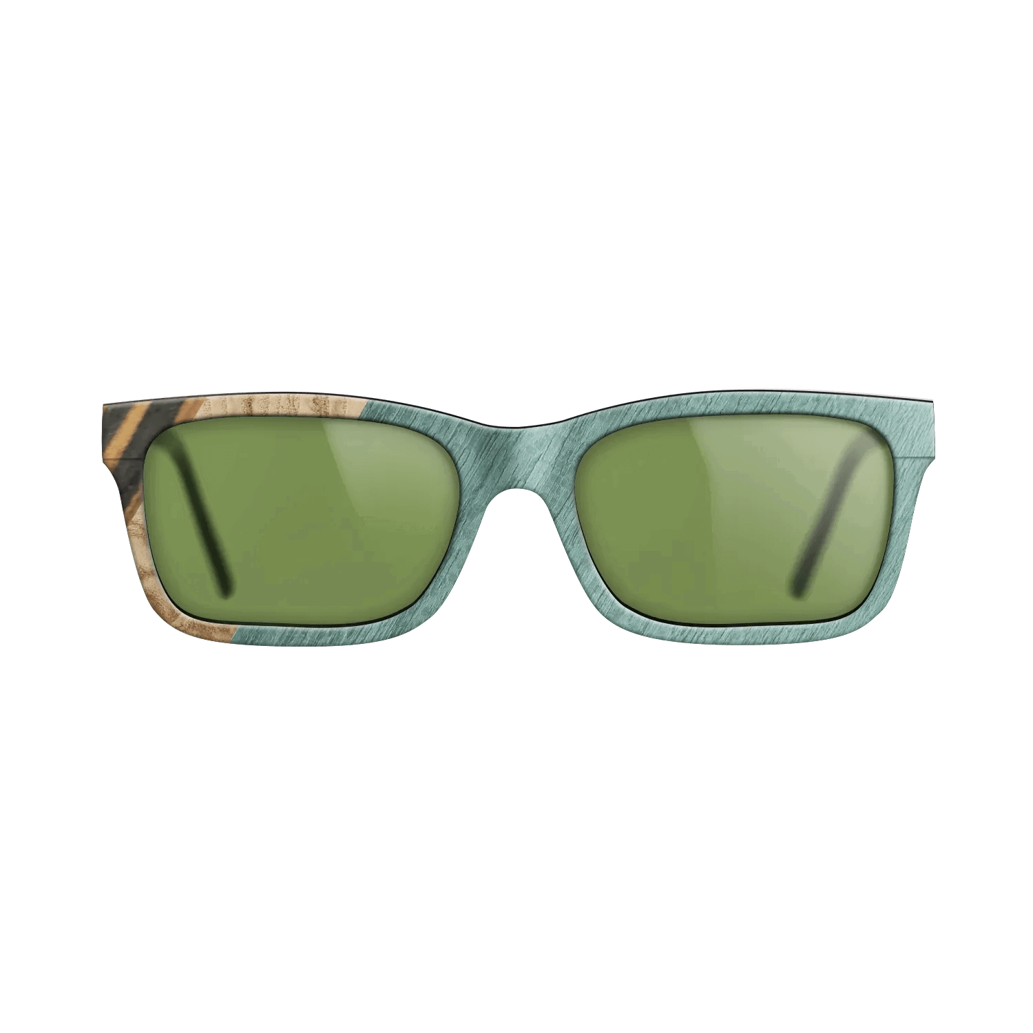 Italian Ebony,Olive Burl,Poplar Dyed: Baby Blue: Angle Cut - The Sage - Rectangle - 1467 - SIRIS wood optic