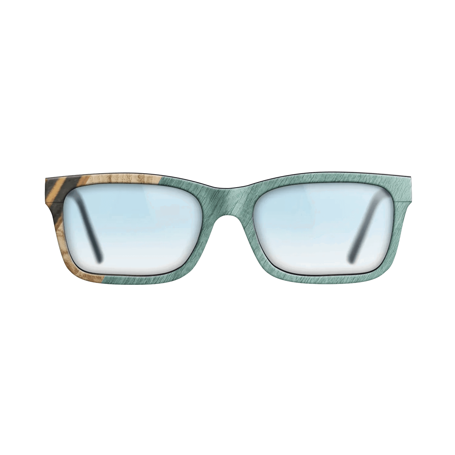 Italian Ebony,Olive Burl,Poplar Dyed: Baby Blue: Angle Cut - The Sage - Rectangle - 1467 - SIRIS wood optic