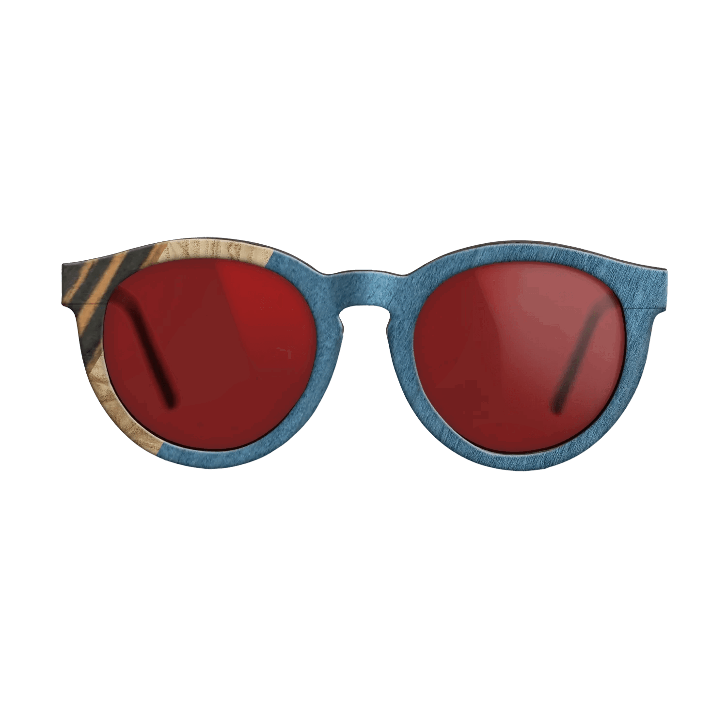 Italian Ebony,Olive Burl,Poplar Dyed: Blue Denim,Fumed Oak: Angle Cut - The Rebel - Round - 1490 - SIRIS wood optic