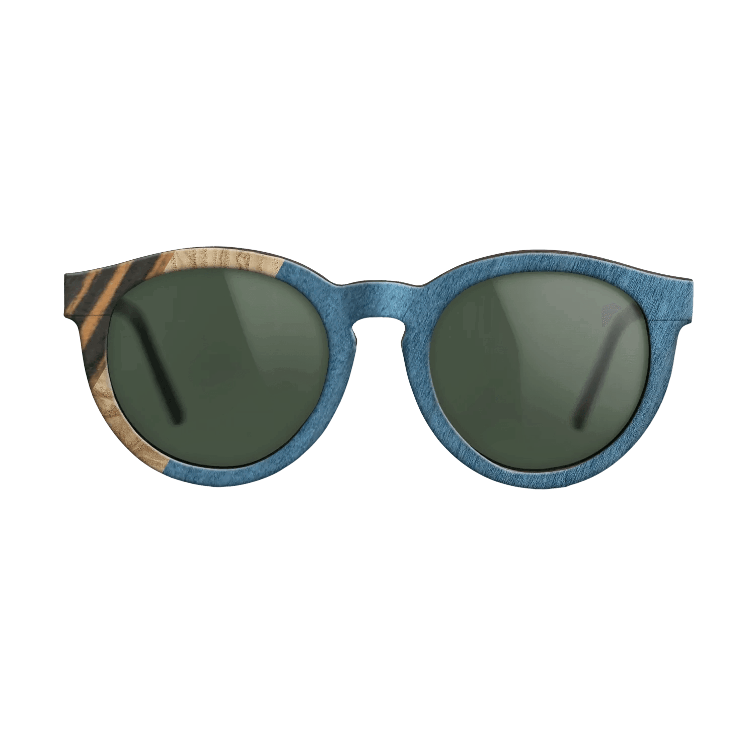 Italian Ebony,Olive Burl,Poplar Dyed: Blue Denim,Fumed Oak: Angle Cut - The Rebel - Round - 1490 - SIRIS wood optic