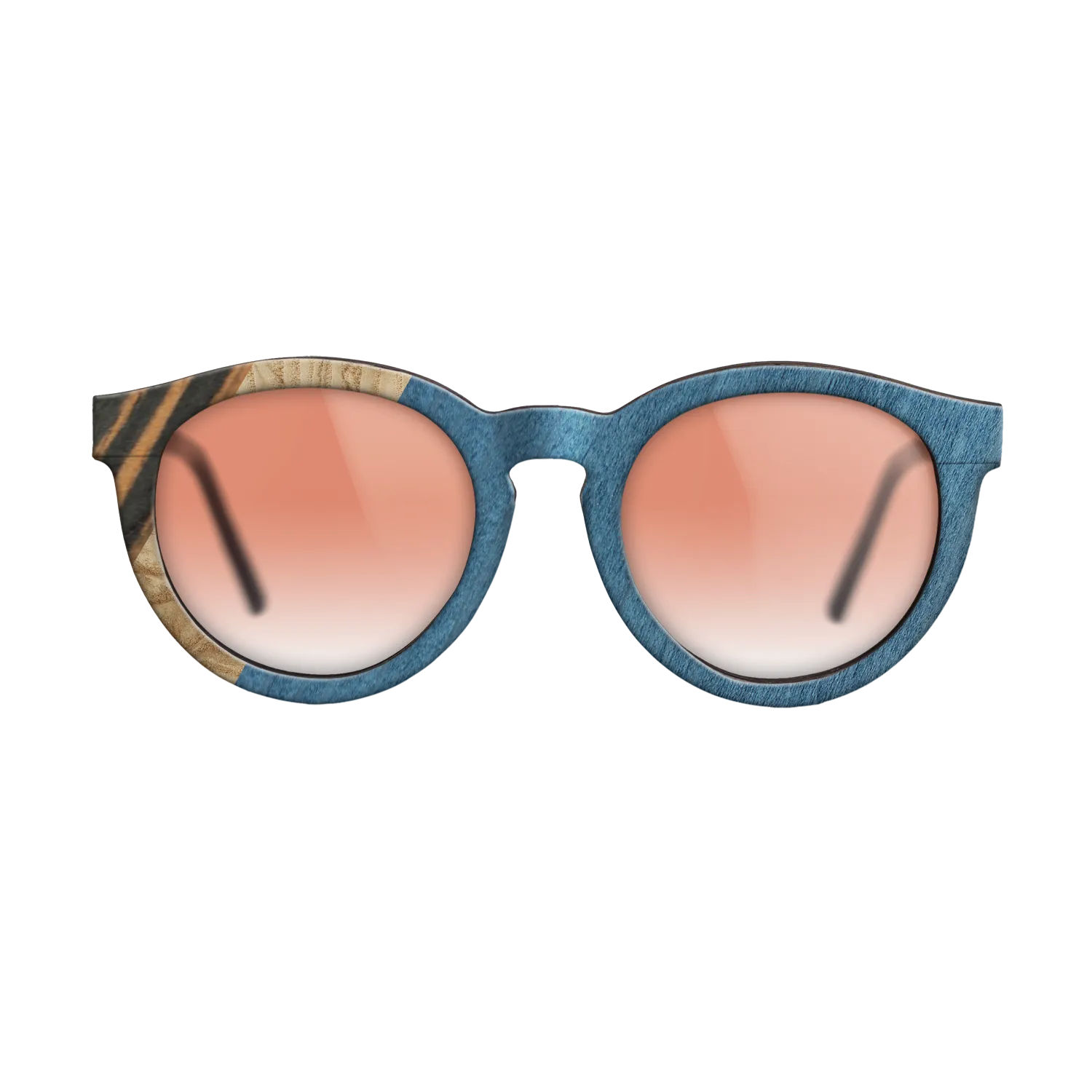 Italian Ebony,Olive Burl,Poplar Dyed: Blue Denim,Fumed Oak: Angle Cut - The Rebel - Round - 1490 - SIRIS wood optic