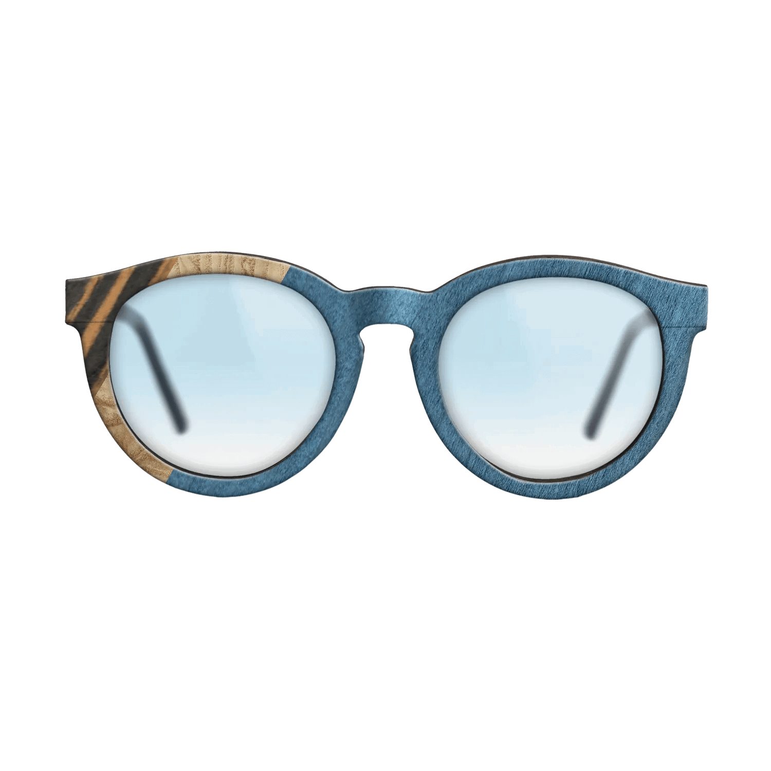 Italian Ebony,Olive Burl,Poplar Dyed: Blue Denim,Fumed Oak: Angle Cut - The Rebel - Round - 1490 - SIRIS wood optic