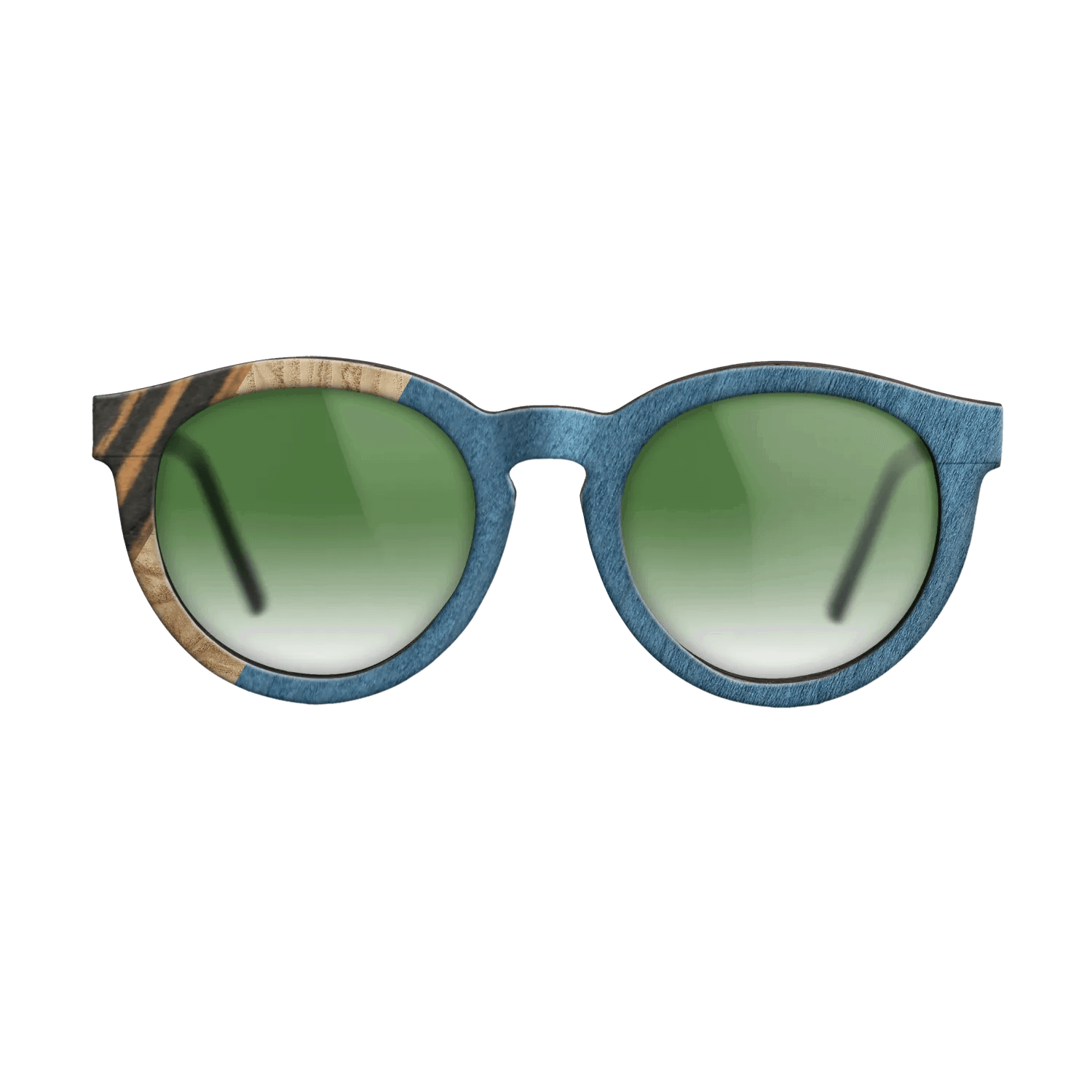 Italian Ebony,Olive Burl,Poplar Dyed: Blue Denim,Fumed Oak: Angle Cut - The Rebel - Round - 1490 - SIRIS wood optic